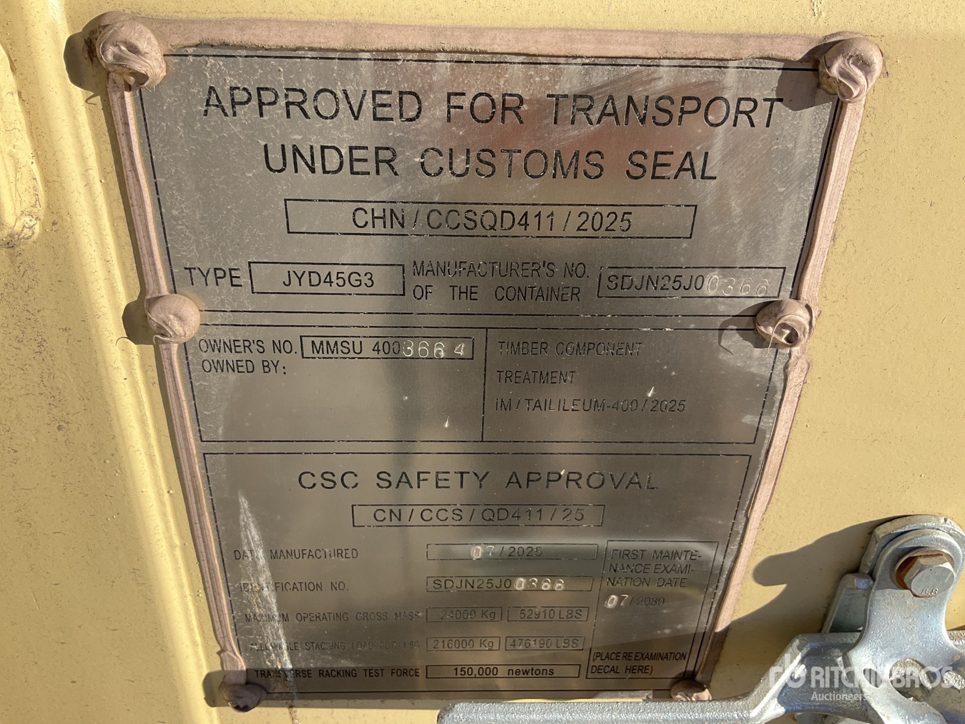 General Appearance with Serial Number / VIN