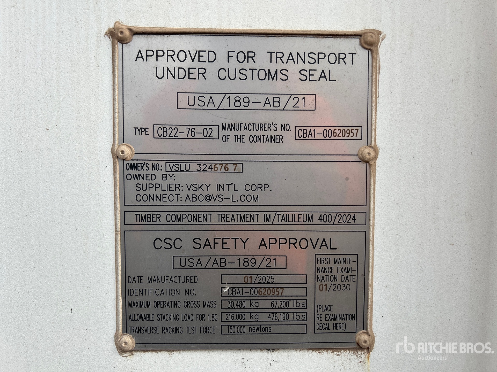 General Appearance with Serial Number / VIN