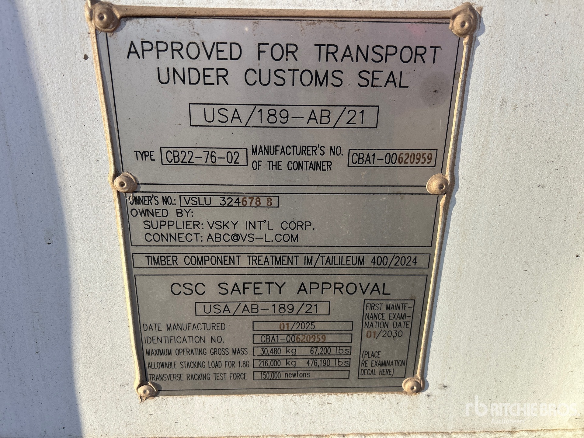 General Appearance with Serial Number / VIN