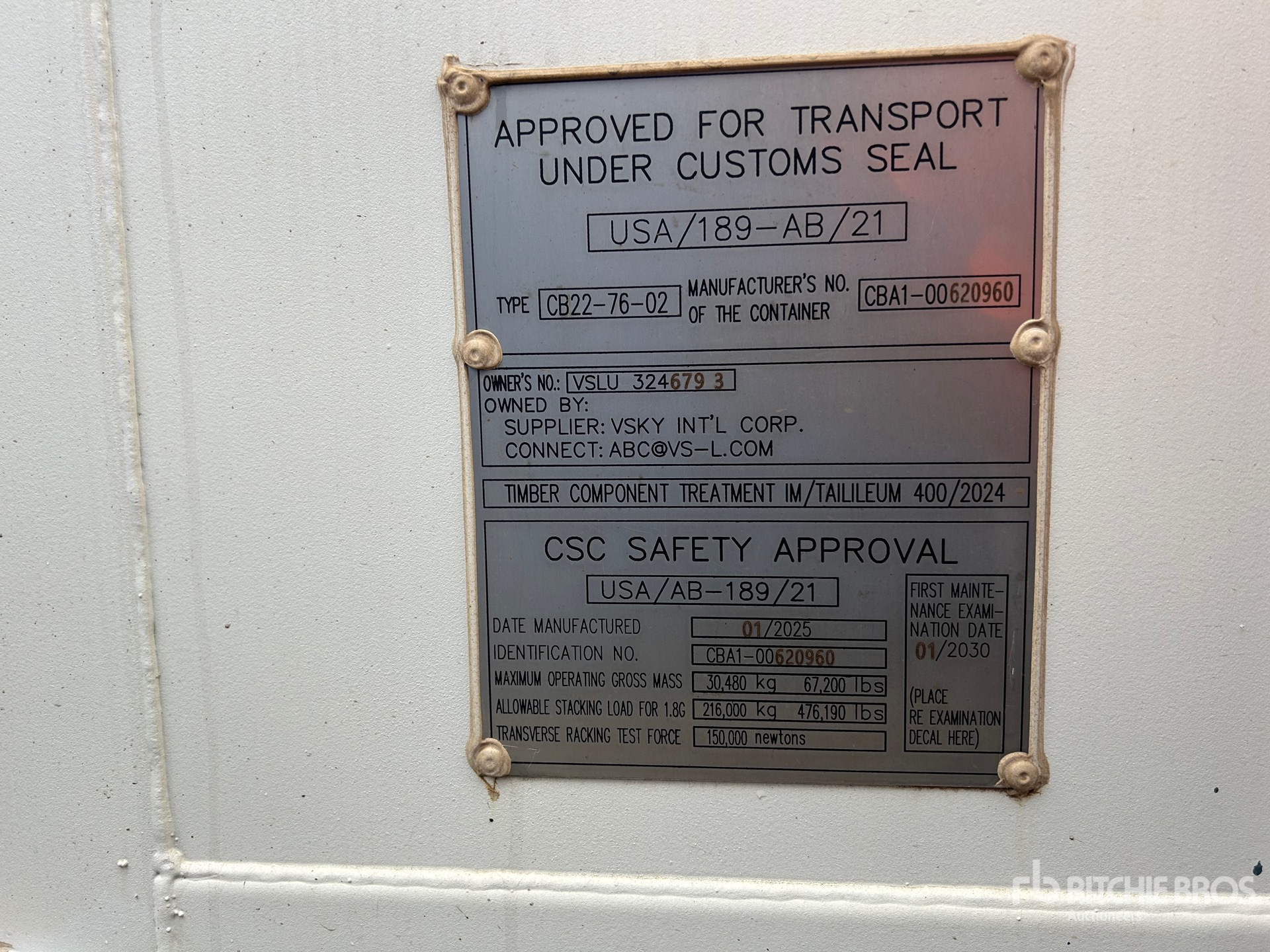 General Appearance with Serial Number / VIN