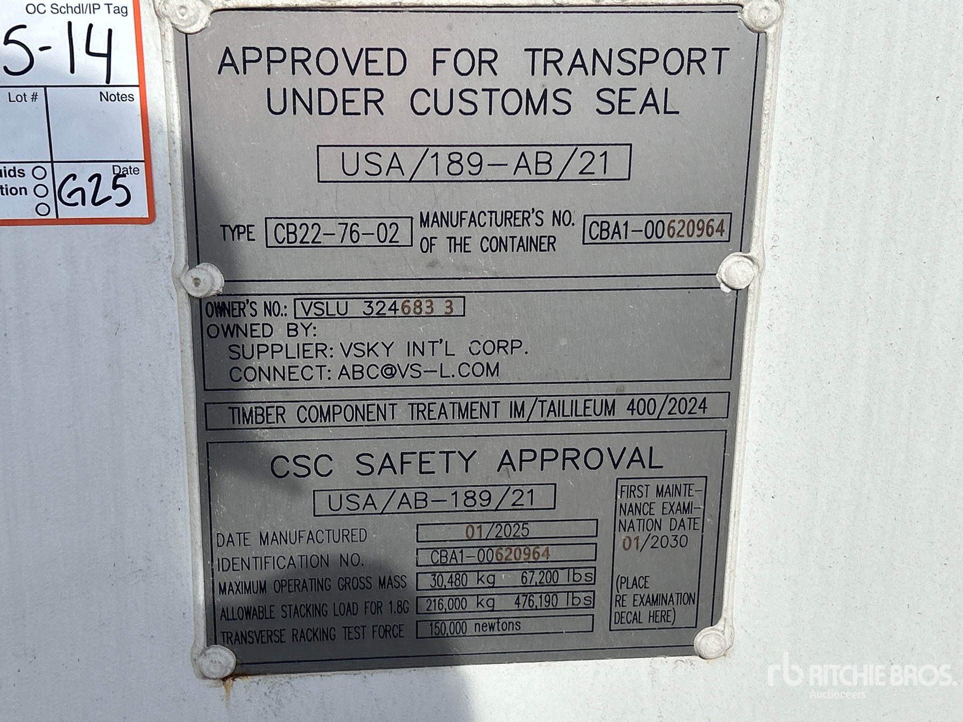 General Appearance with Serial Number / VIN