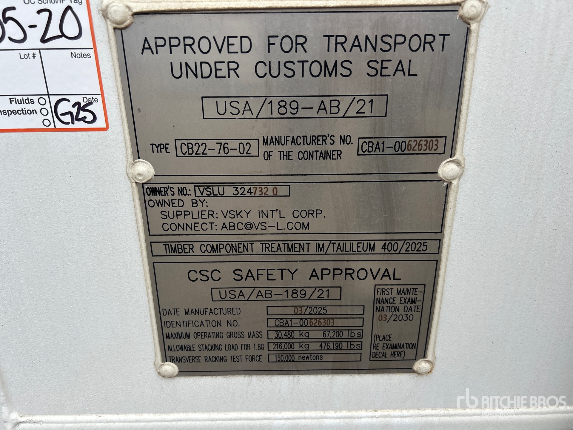 General Appearance with Serial Number / VIN