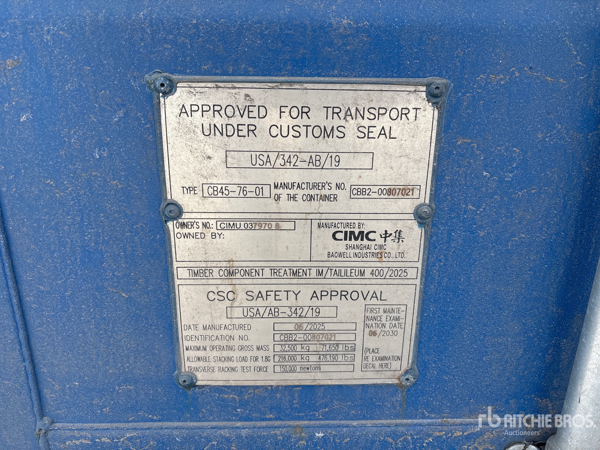 General Appearance with Serial Number / VIN