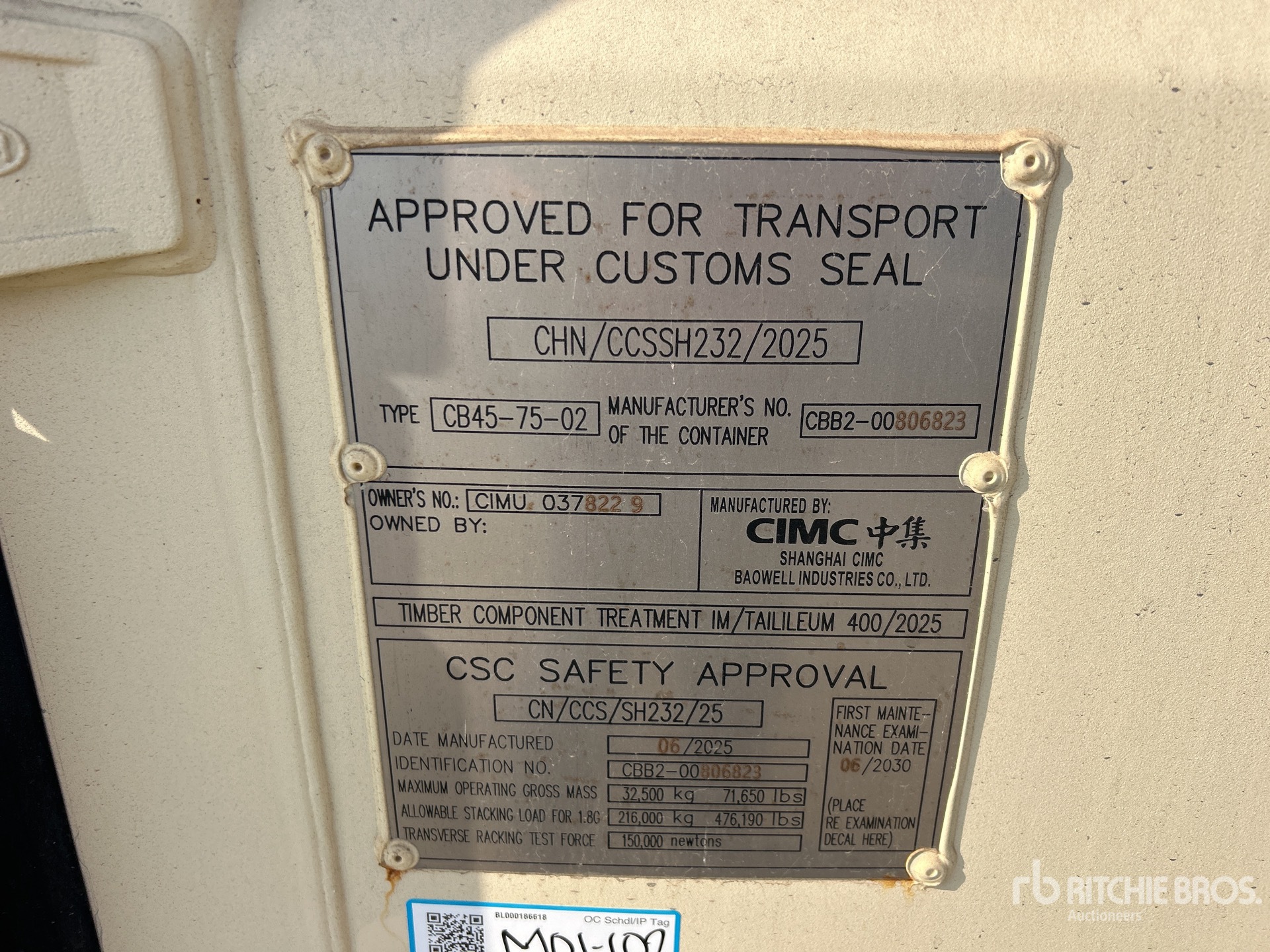 General Appearance with Serial Number / VIN