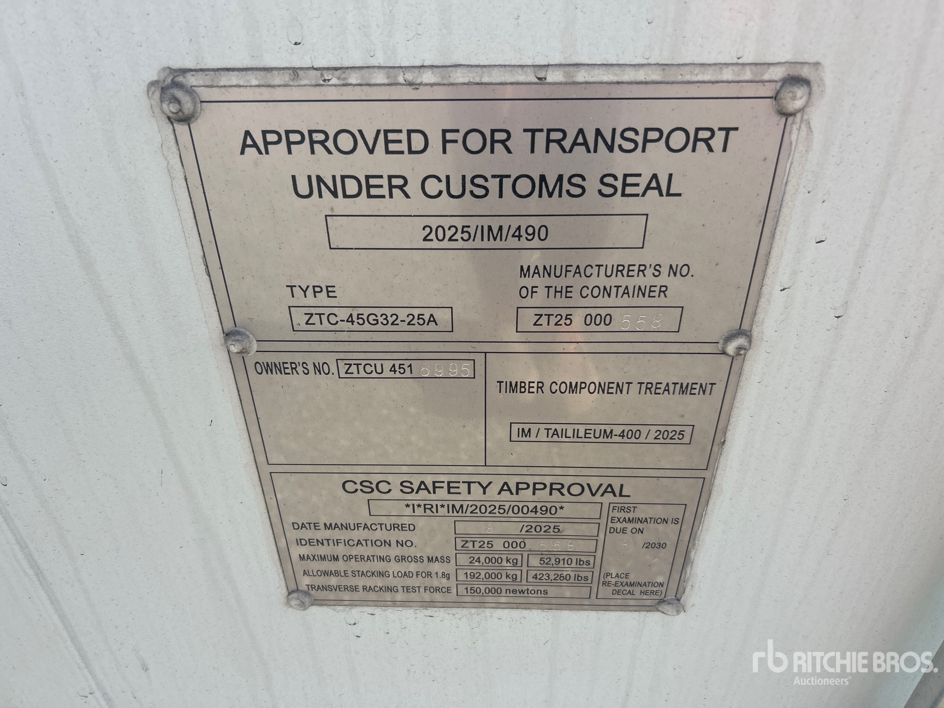 General Appearance with Serial Number / VIN