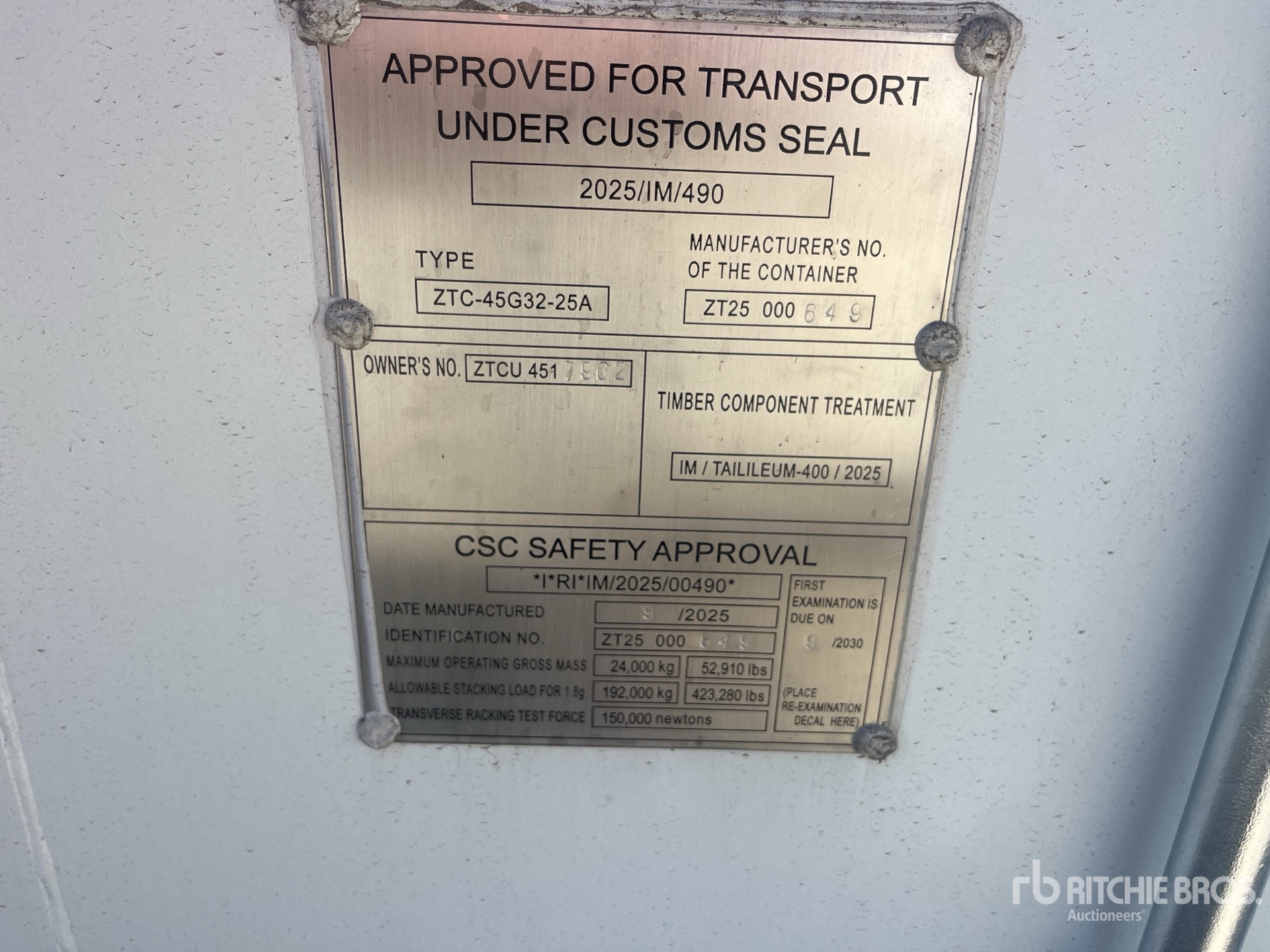 General Appearance with Serial Number / VIN