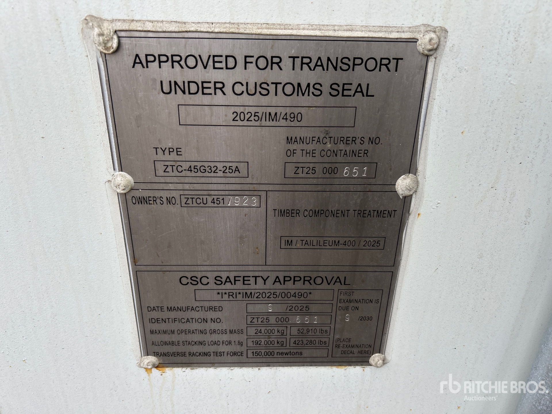 General Appearance with Serial Number / VIN