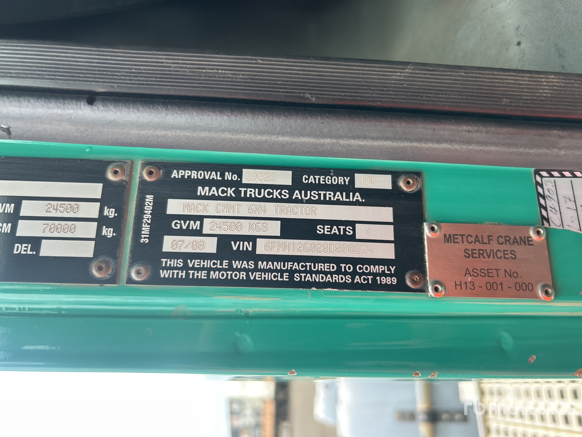 General Appearance with Serial Number / VIN