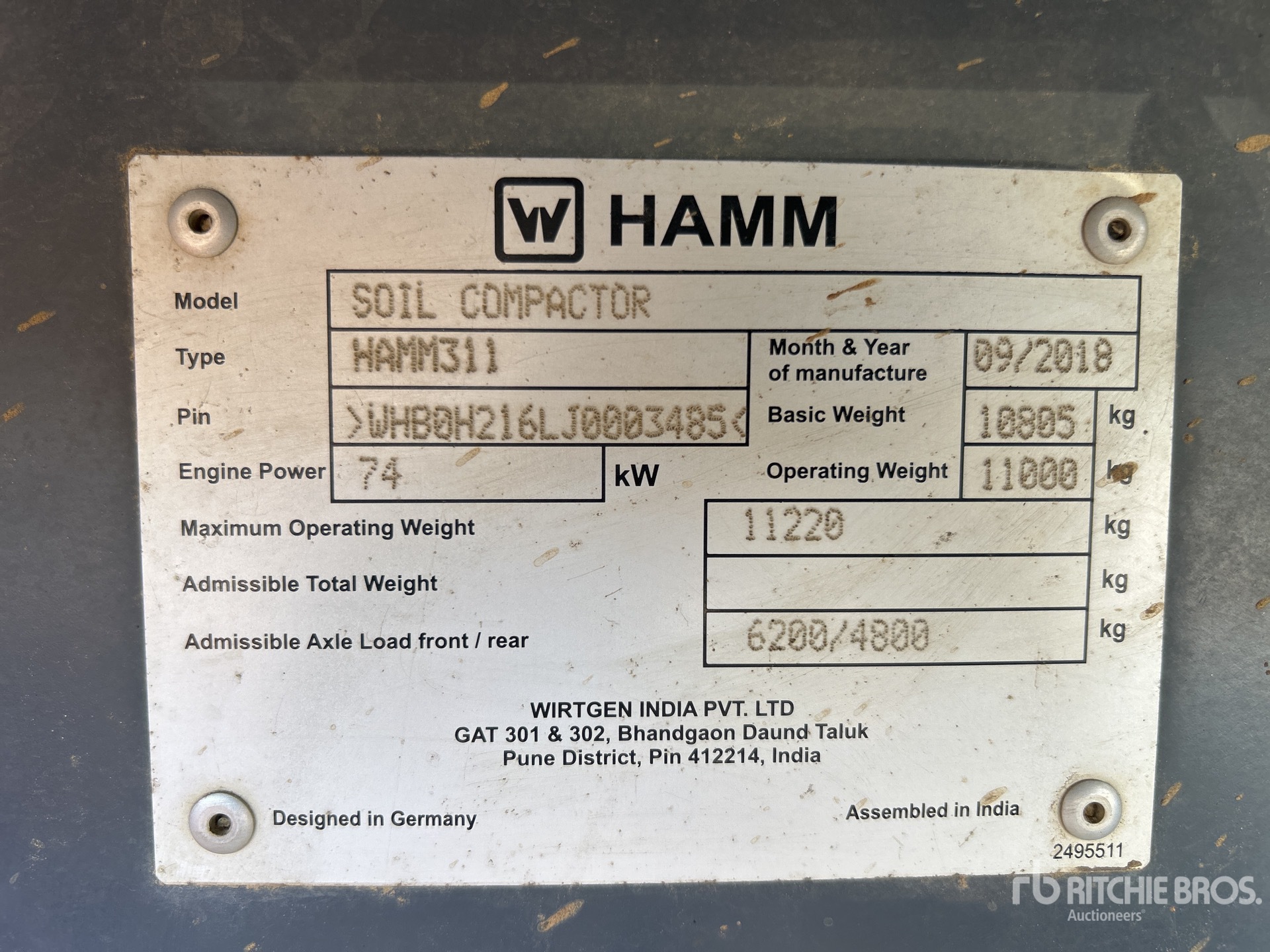 General Appearance with Serial Number / VIN
