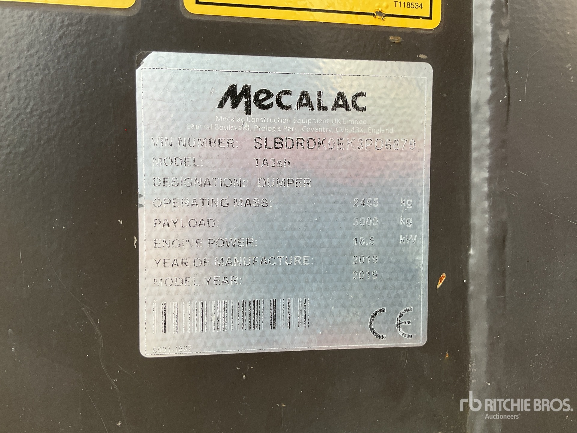 General Appearance with Serial Number / VIN