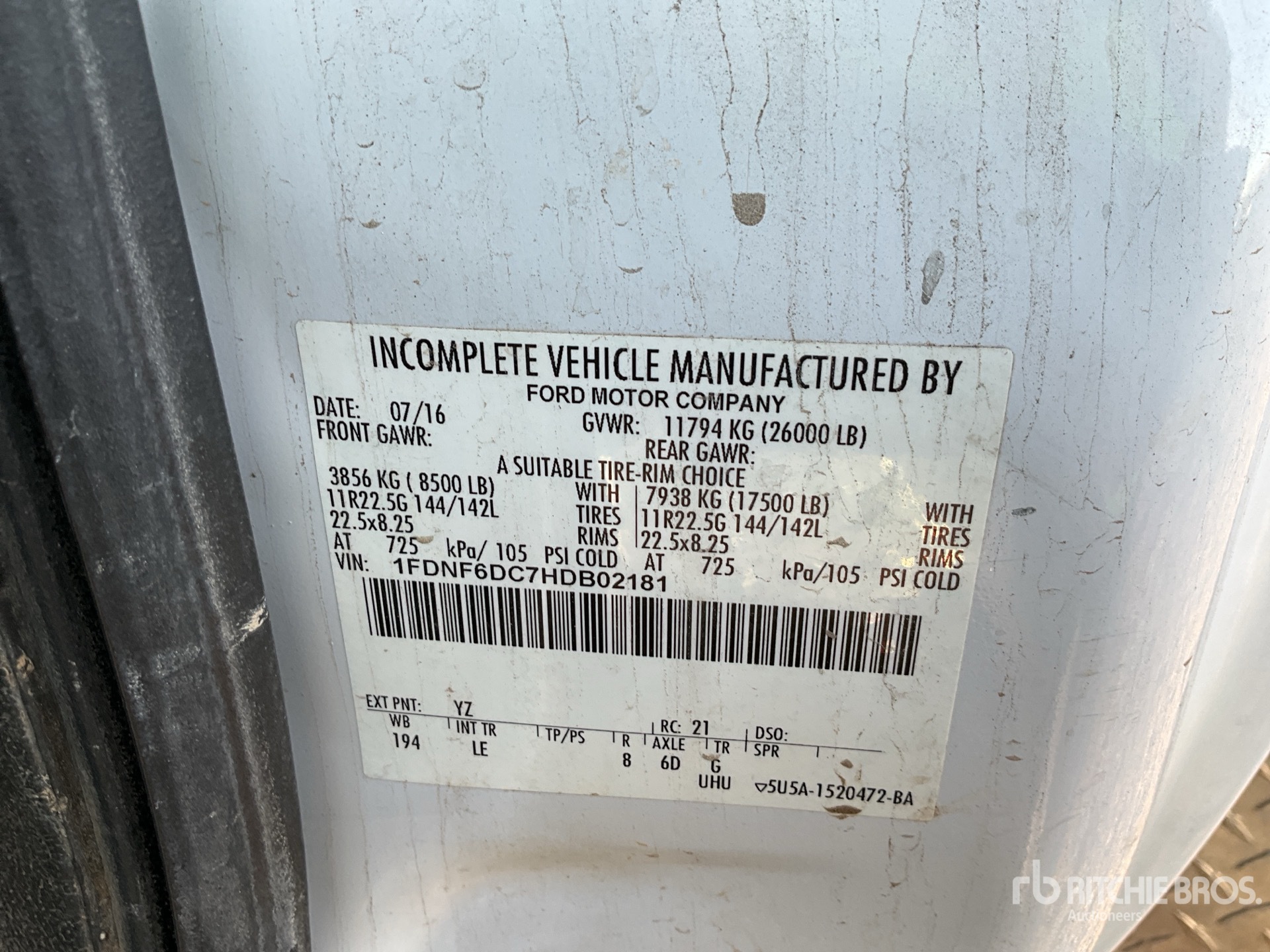 General Appearance with Serial Number / VIN