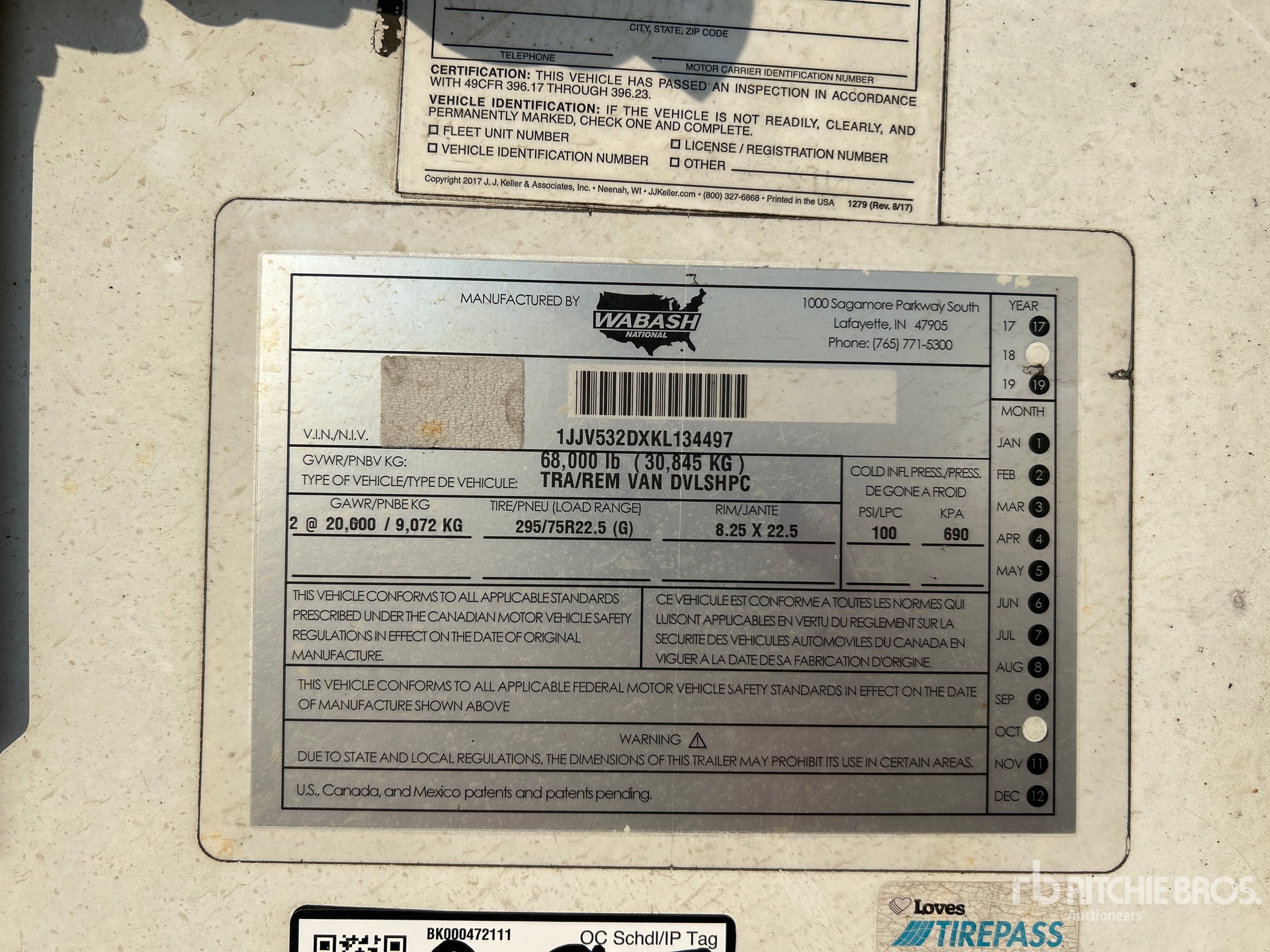 General Appearance with Serial Number / VIN