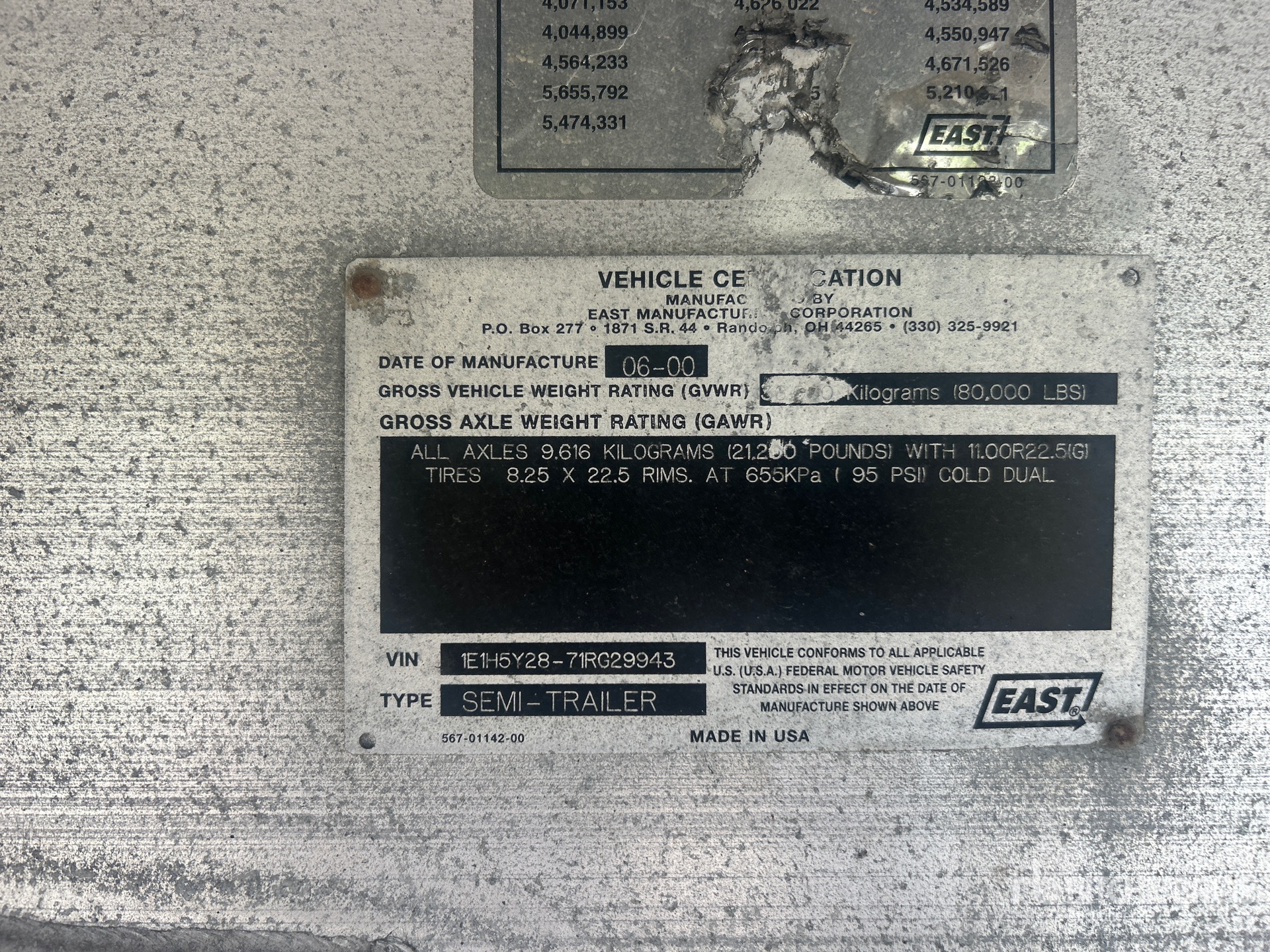 General Appearance with Serial Number / VIN