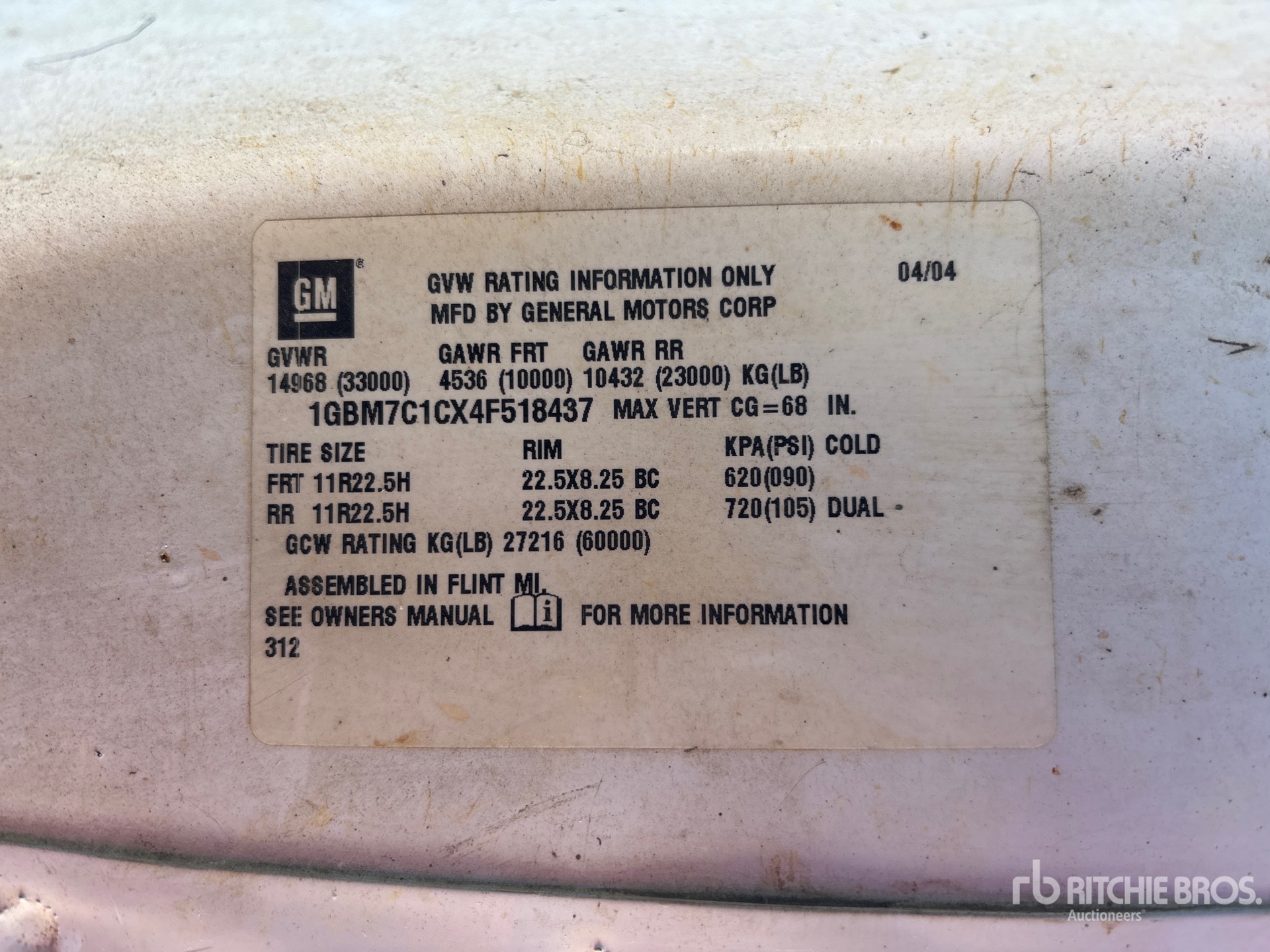 General Appearance with Serial Number / VIN