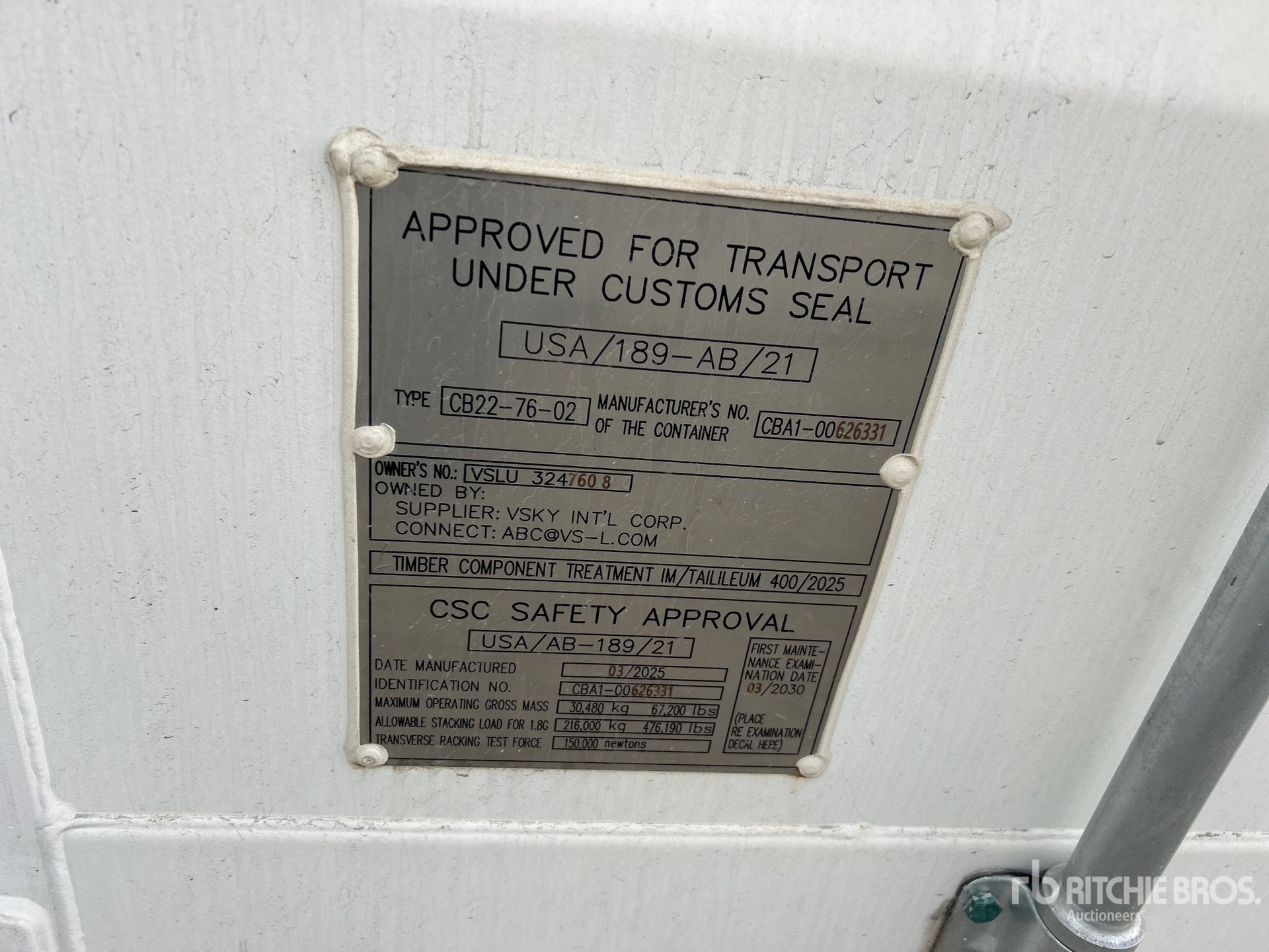 General Appearance with Serial Number / VIN