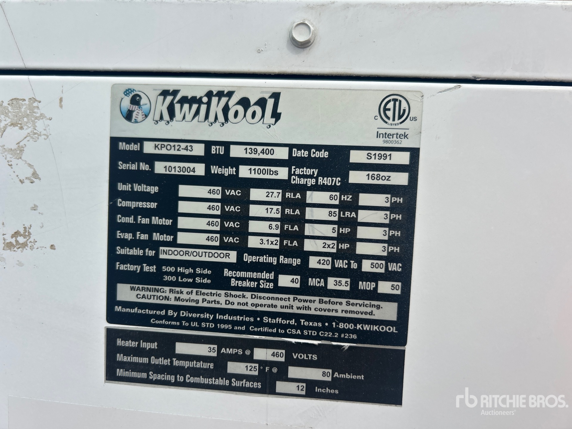 General Appearance with Serial Number / VIN