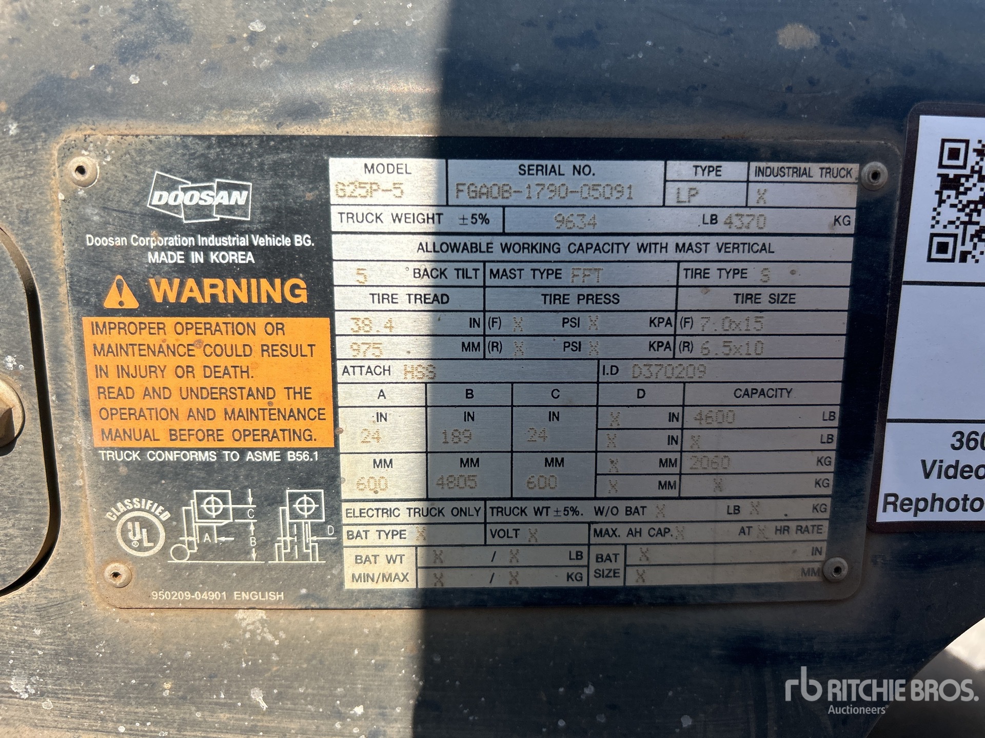 General Appearance with Serial Number / VIN