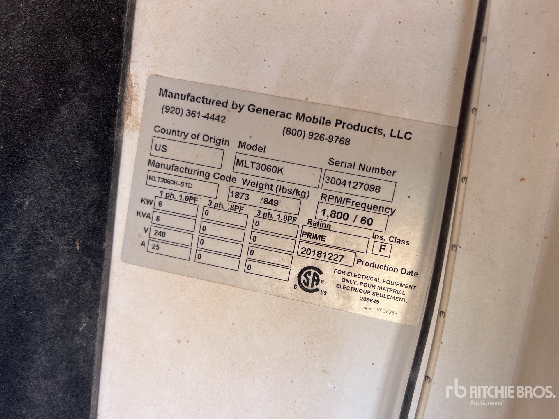 General Appearance with Serial Number / VIN