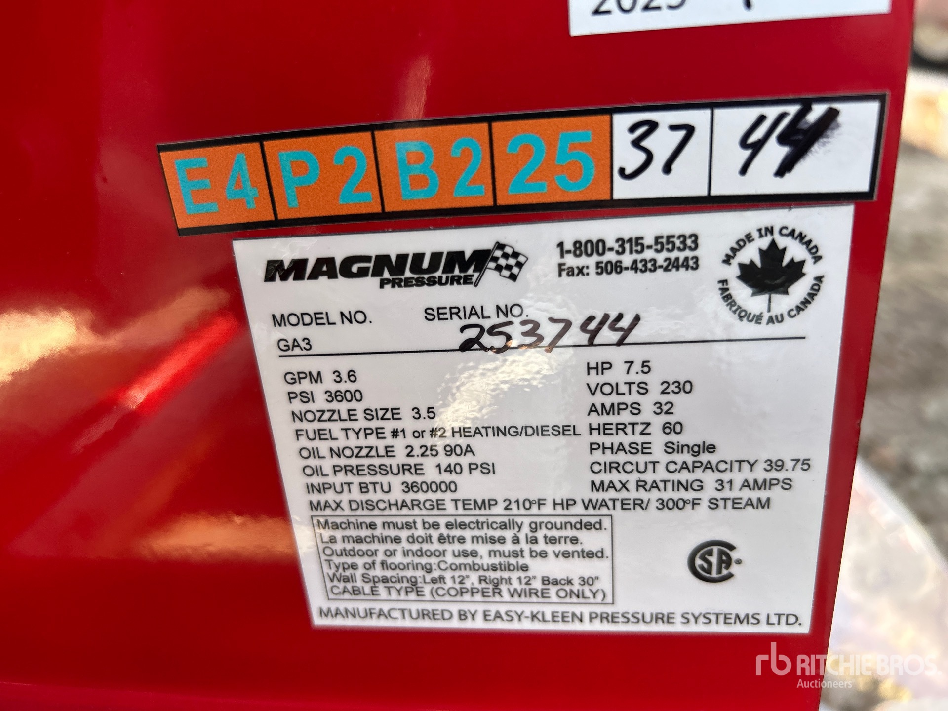 General Appearance with Serial Number / VIN