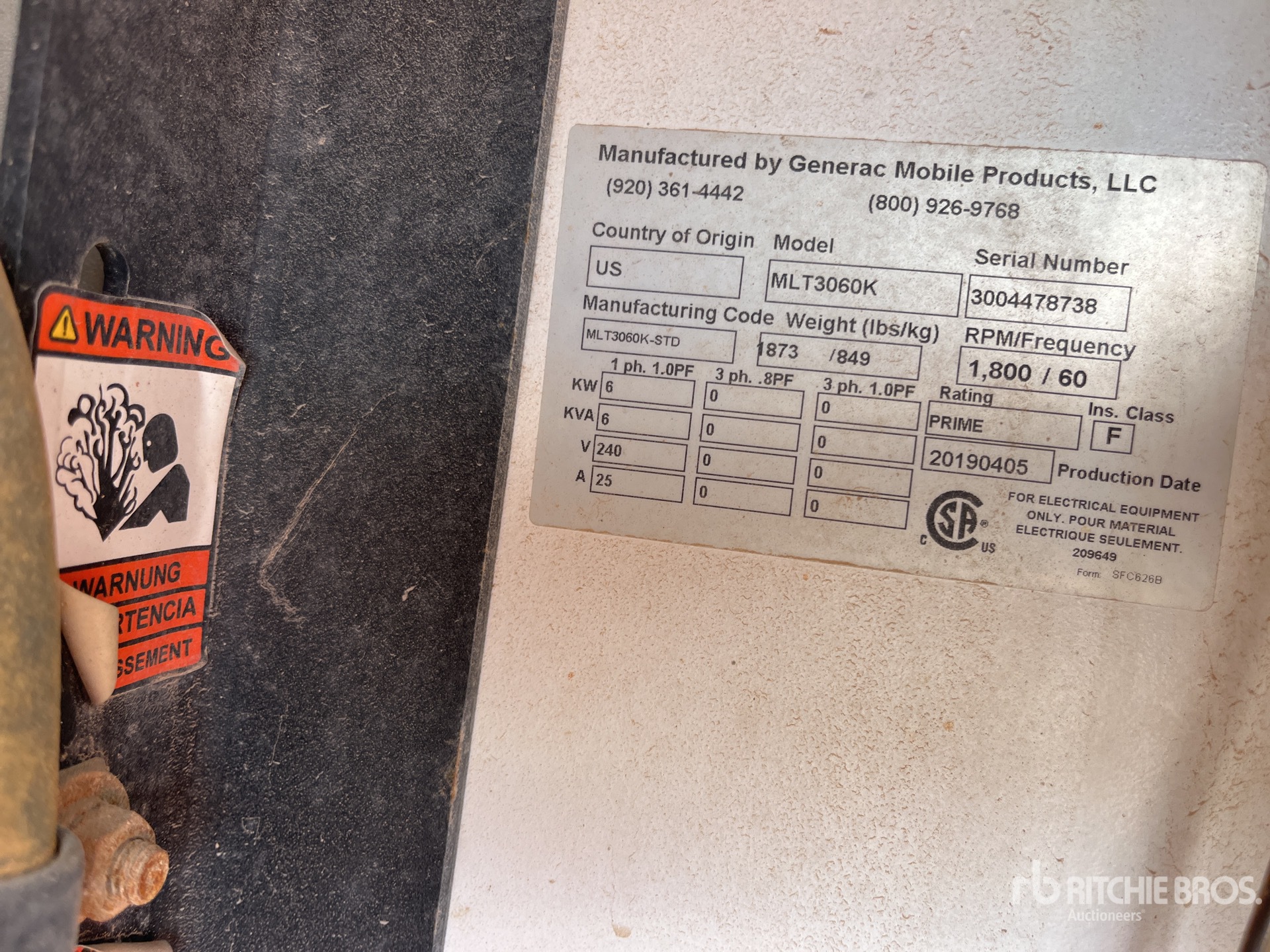 General Appearance with Serial Number / VIN