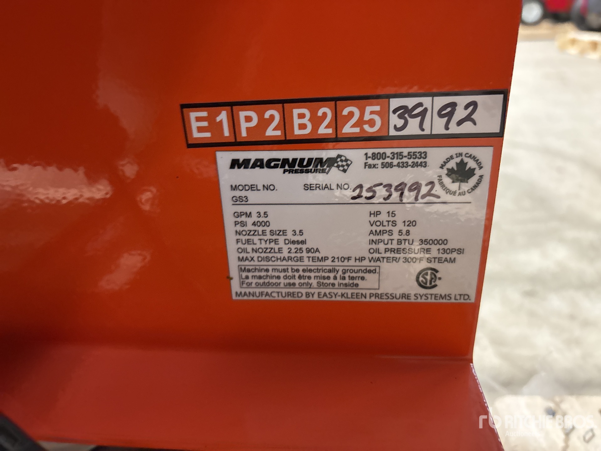 General Appearance with Serial Number / VIN