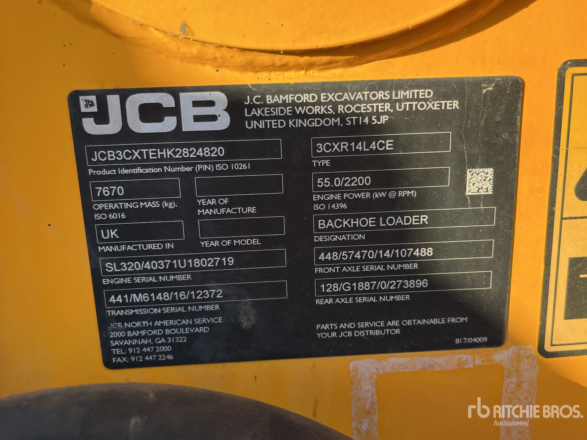 General Appearance with Serial Number / VIN