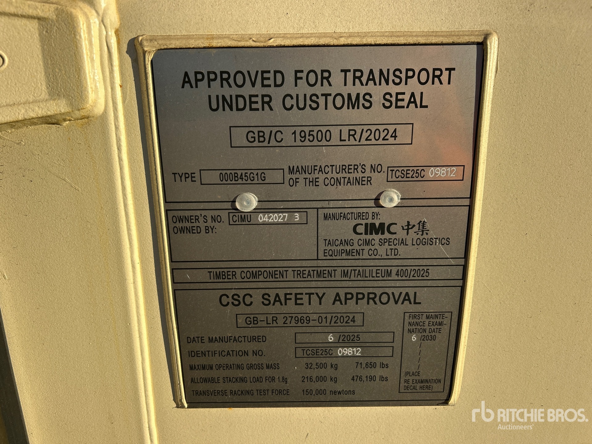General Appearance with Serial Number / VIN