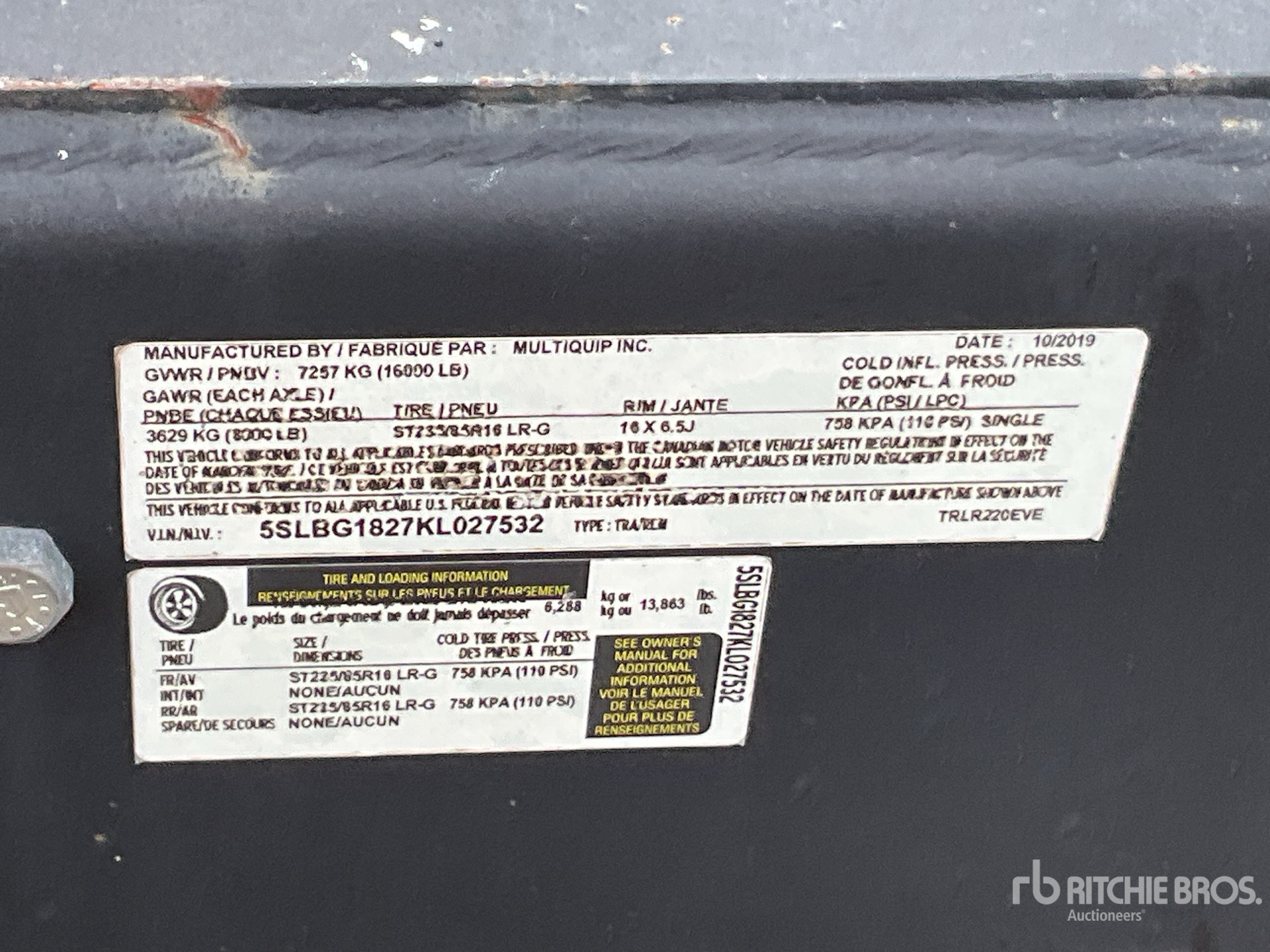General Appearance with Serial Number / VIN