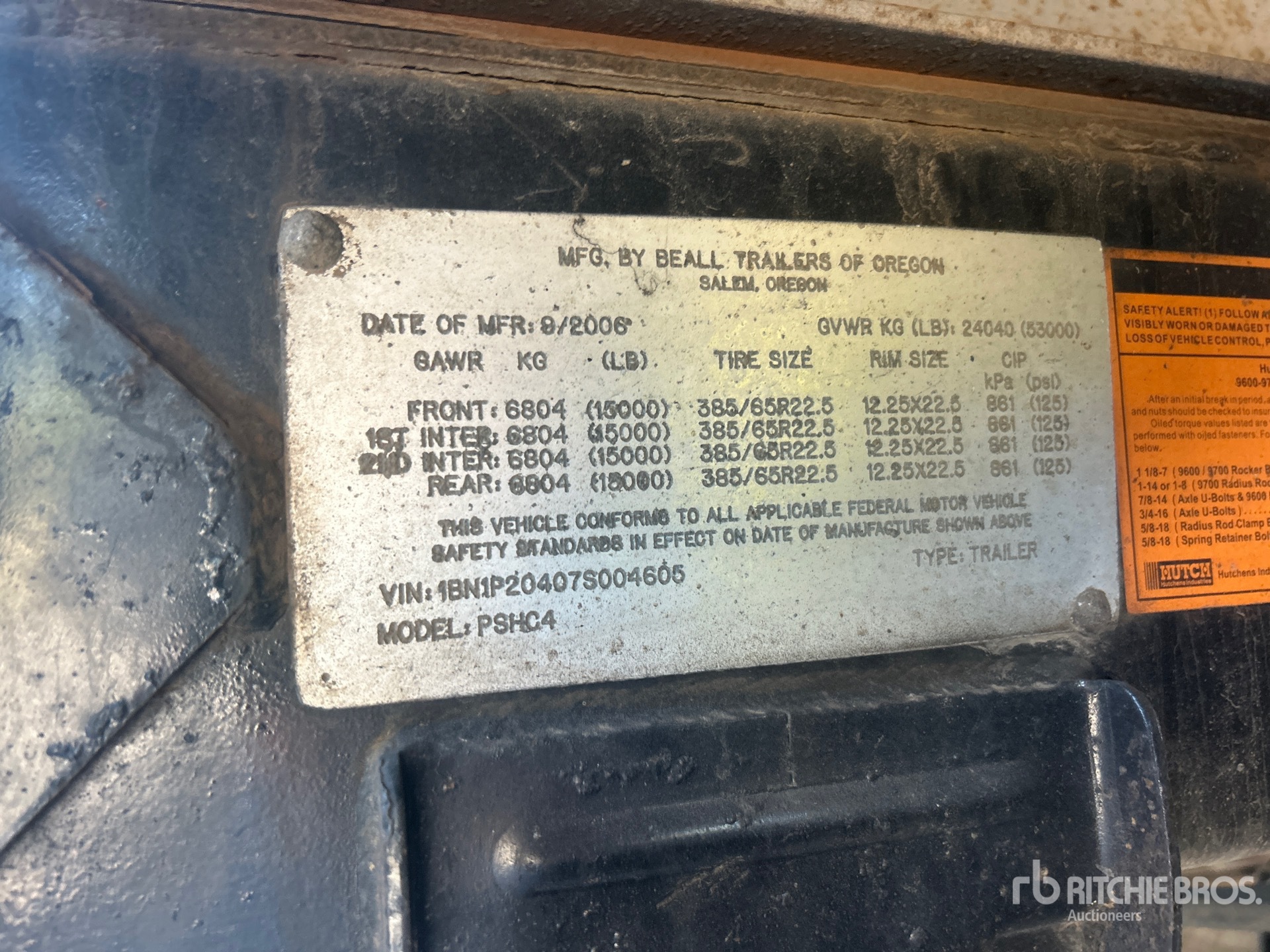 General Appearance with Serial Number / VIN
