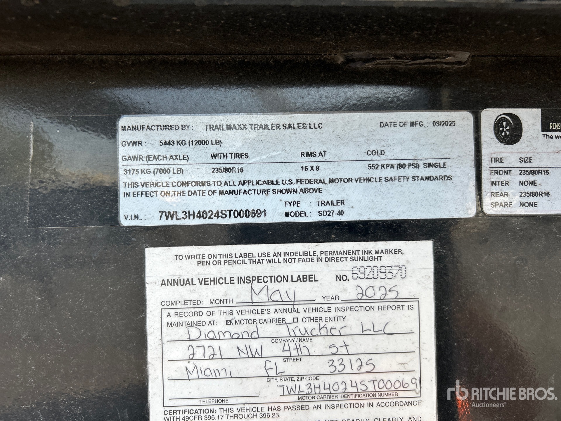 General Appearance with Serial Number / VIN