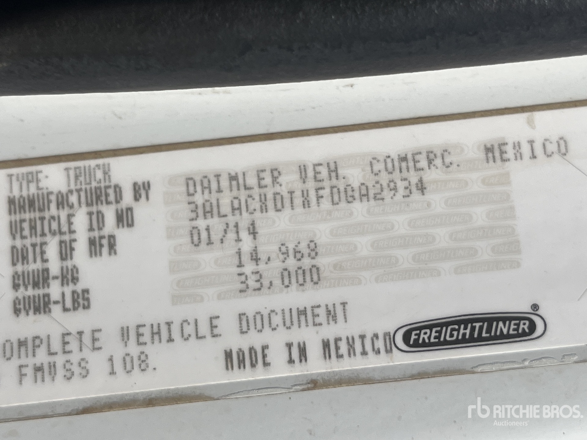 General Appearance with Serial Number / VIN