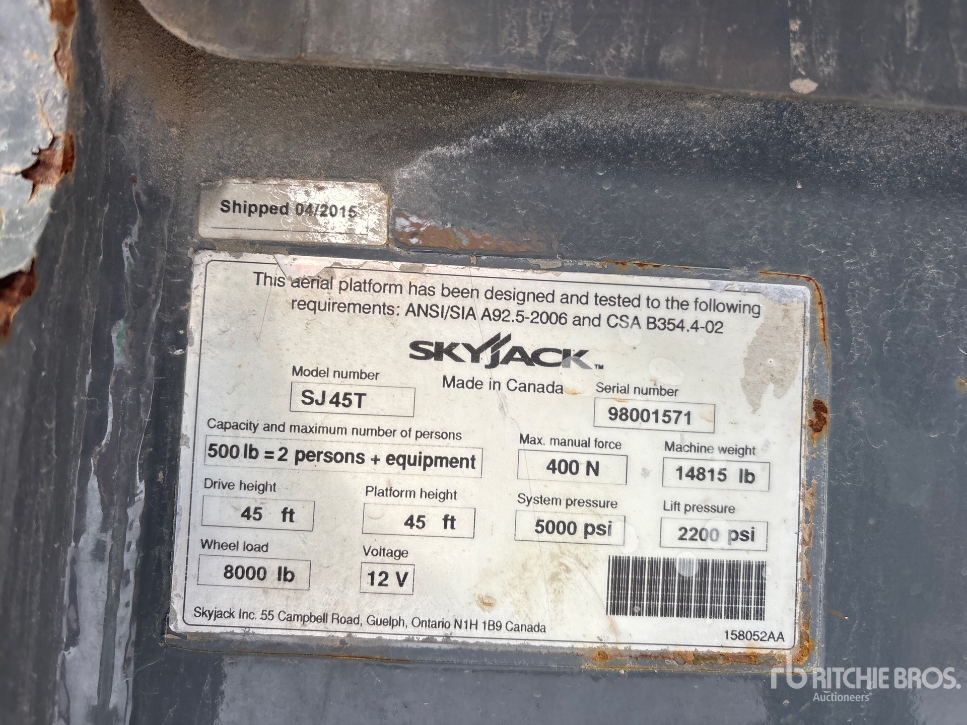 General Appearance with Serial Number / VIN