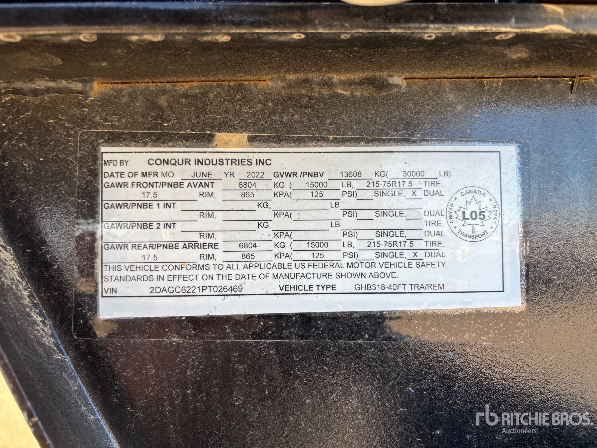 General Appearance with Serial Number / VIN