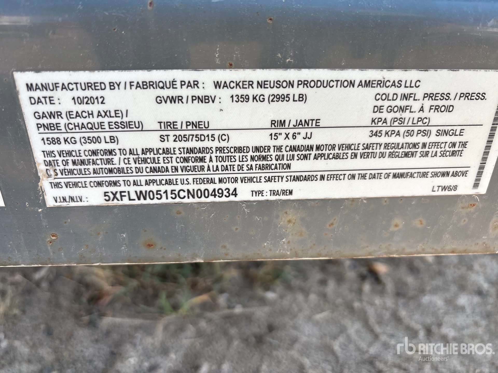 General Appearance with Serial Number / VIN