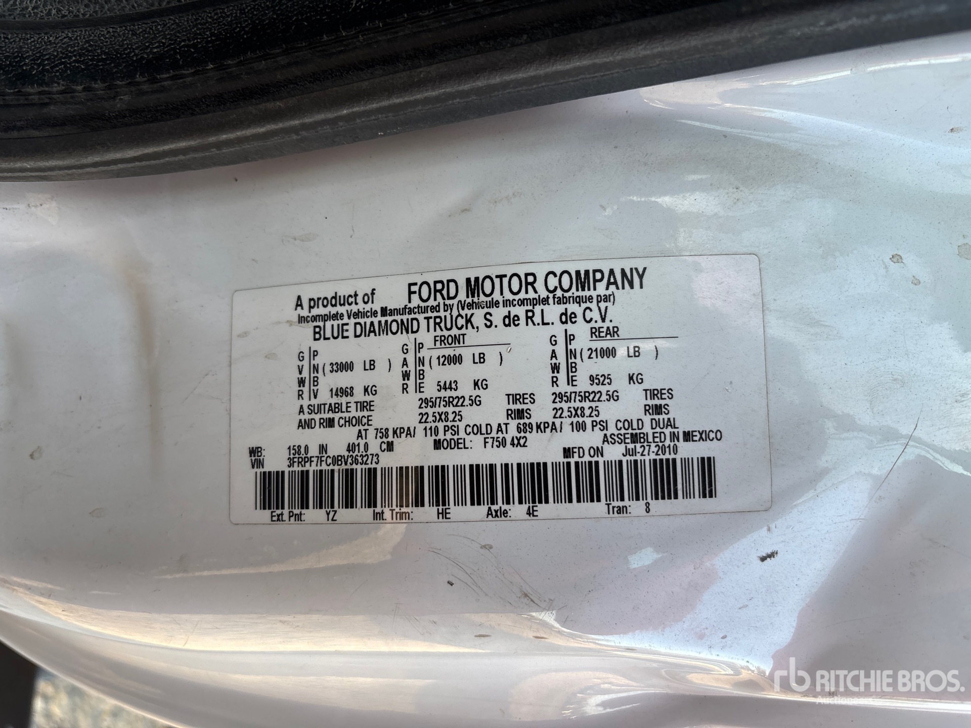 General Appearance with Serial Number / VIN
