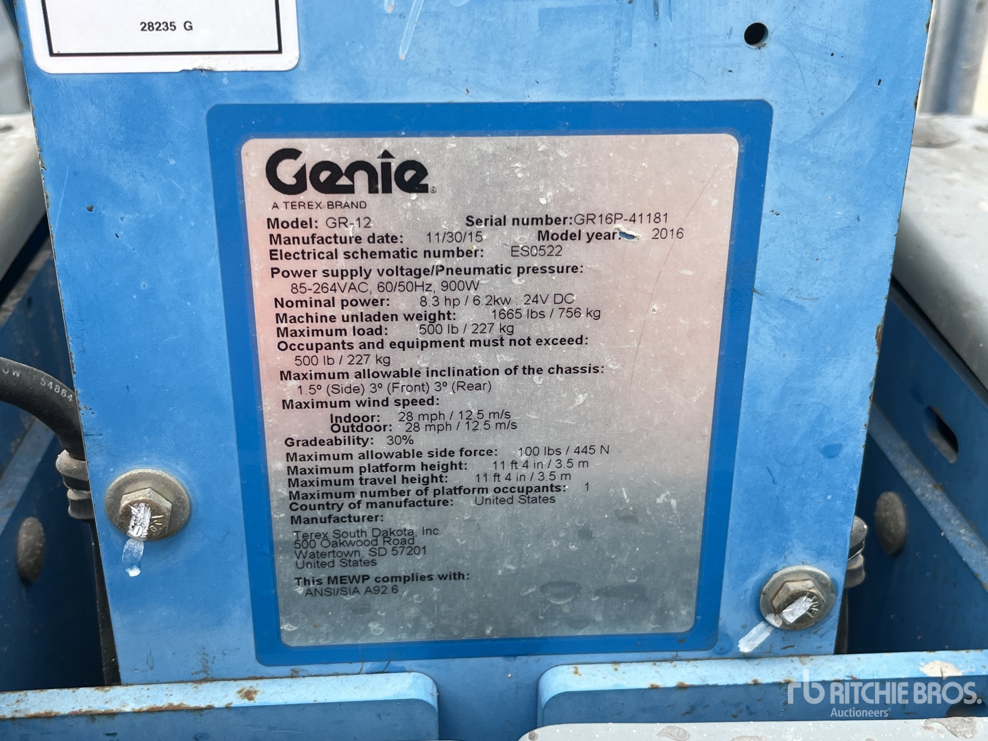 General Appearance with Serial Number / VIN