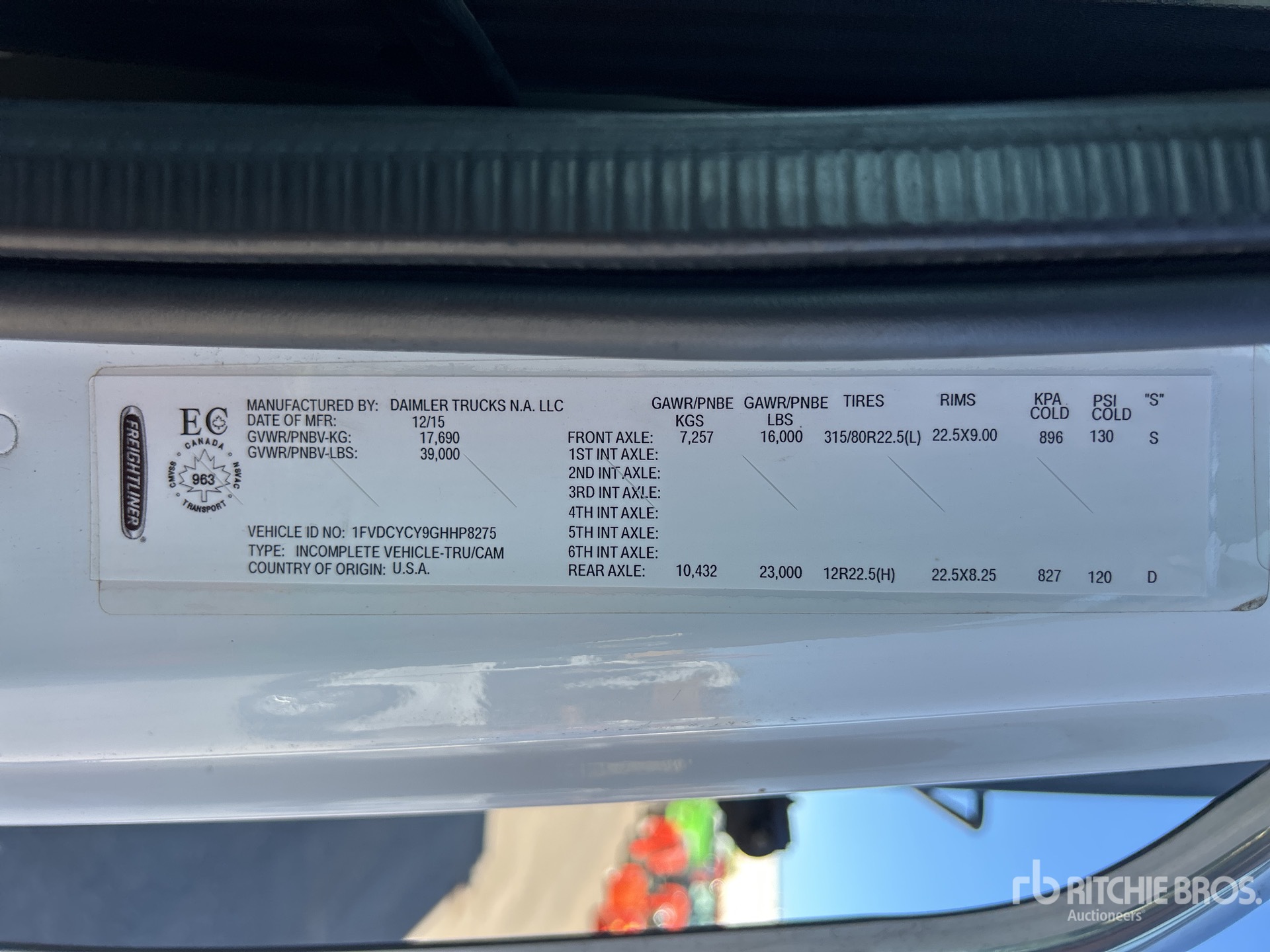 General Appearance with Serial Number / VIN