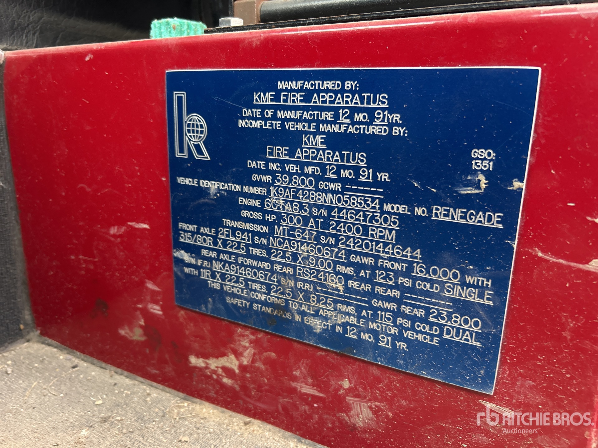 General Appearance with Serial Number / VIN