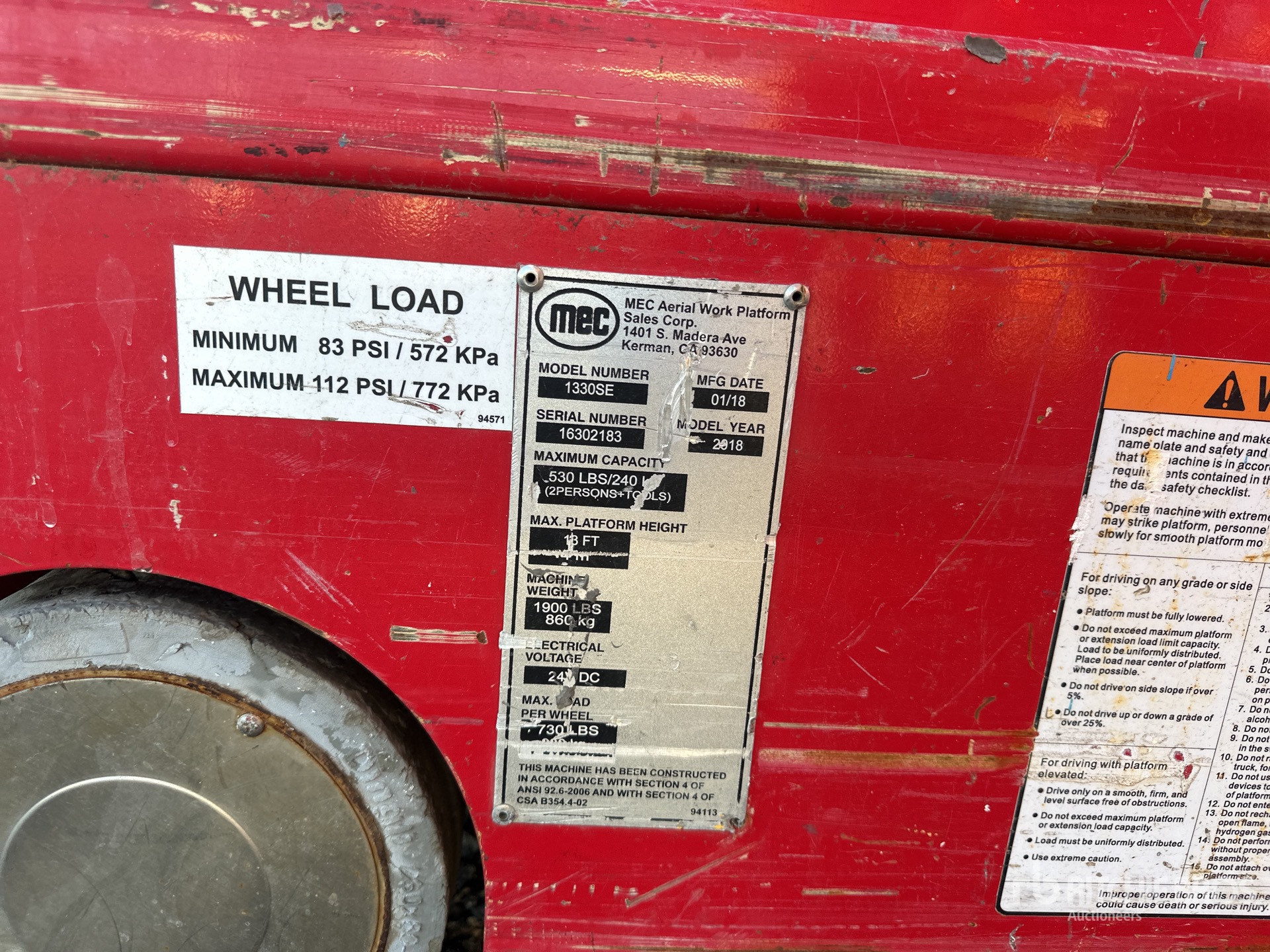 General Appearance with Serial Number / VIN