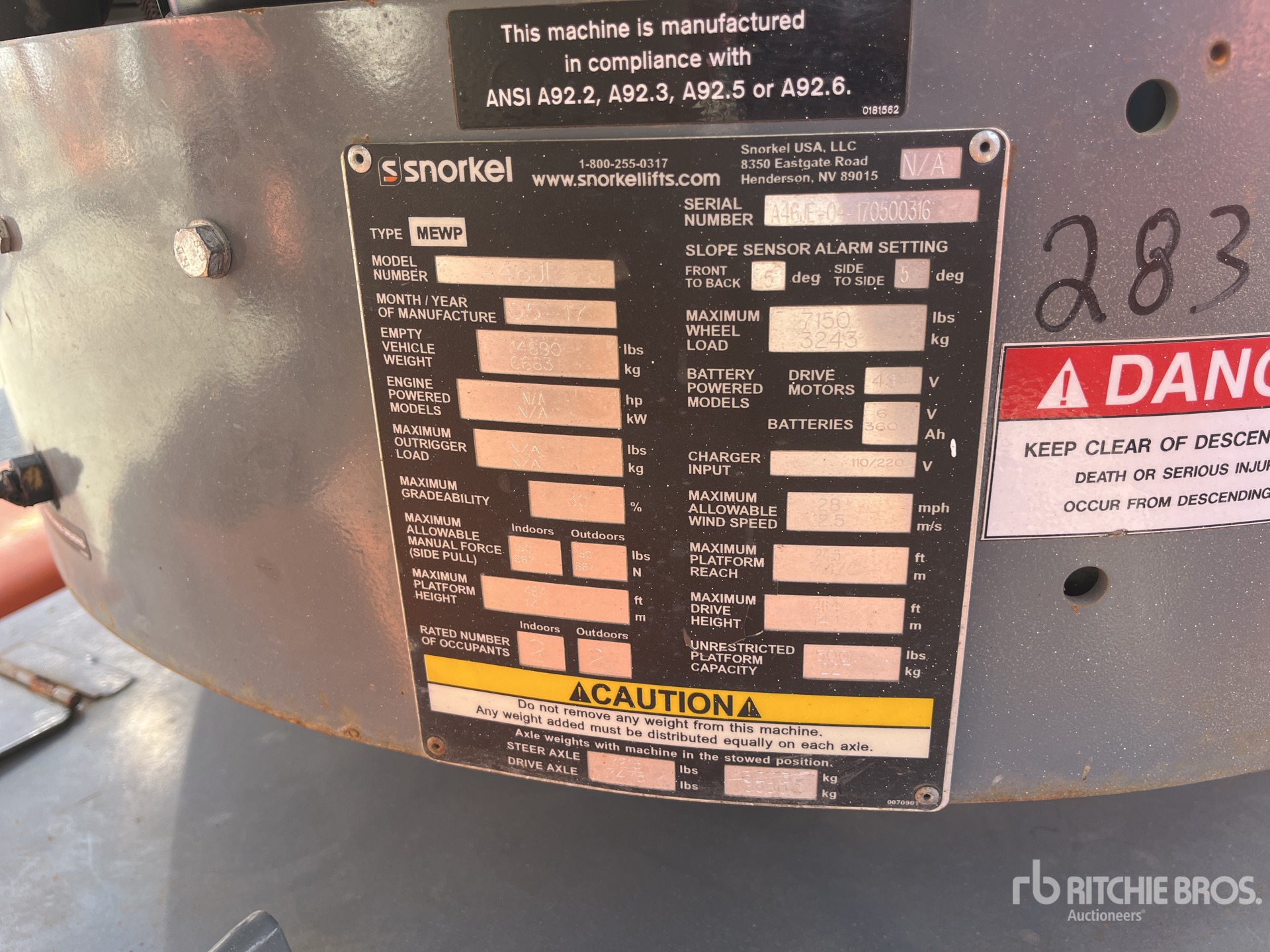 General Appearance with Serial Number / VIN