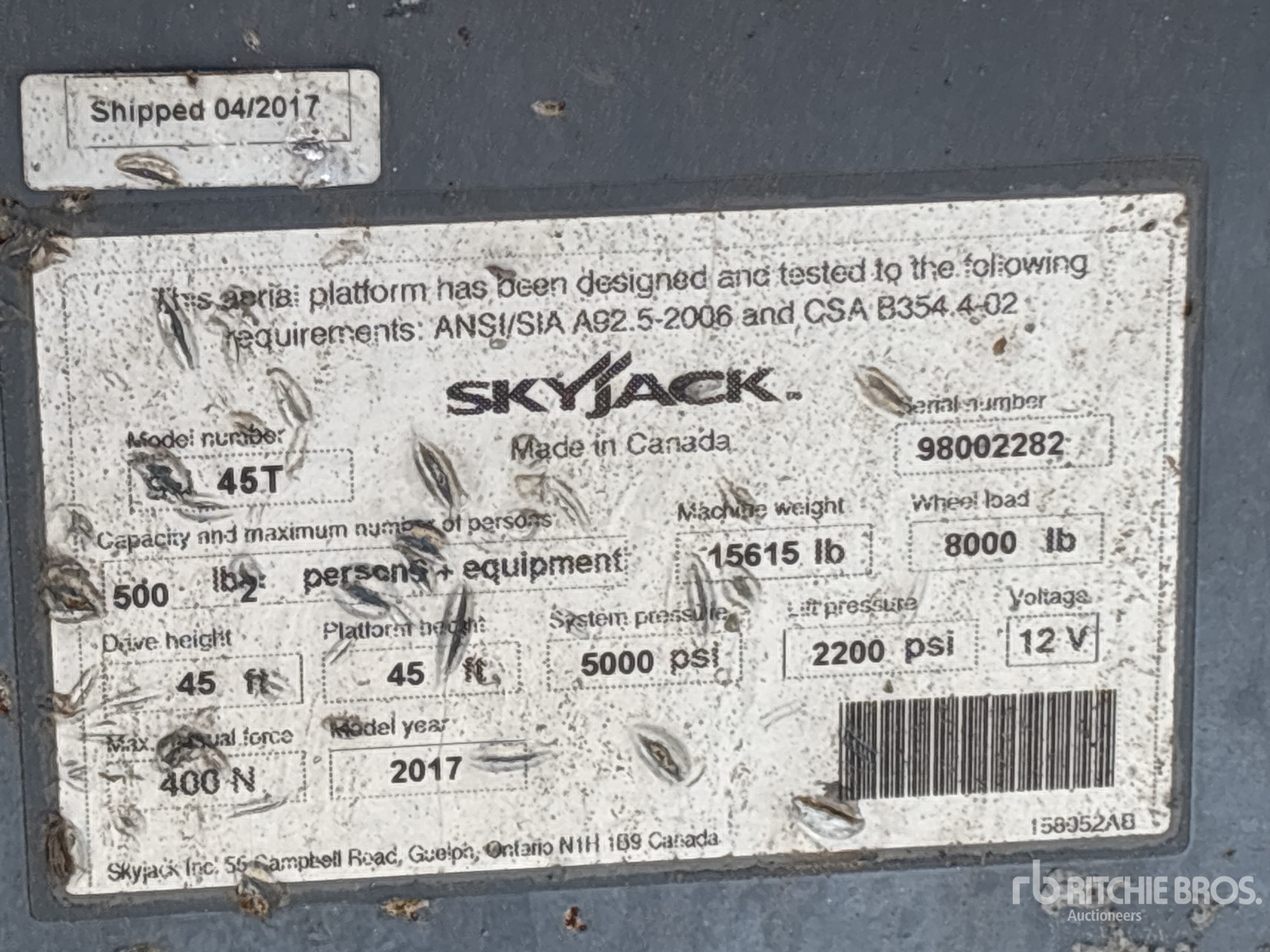 General Appearance with Serial Number / VIN