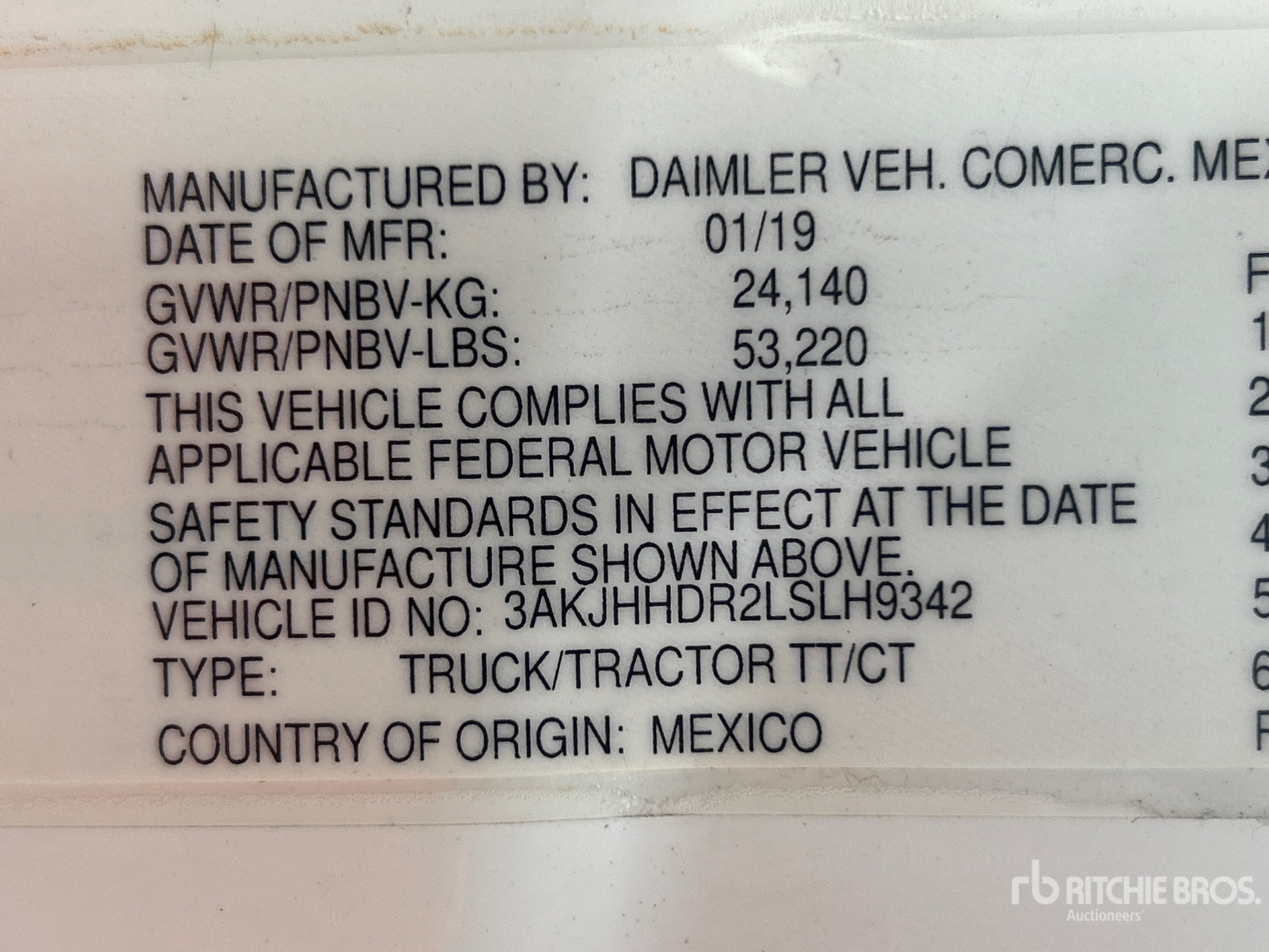General Appearance with Serial Number / VIN