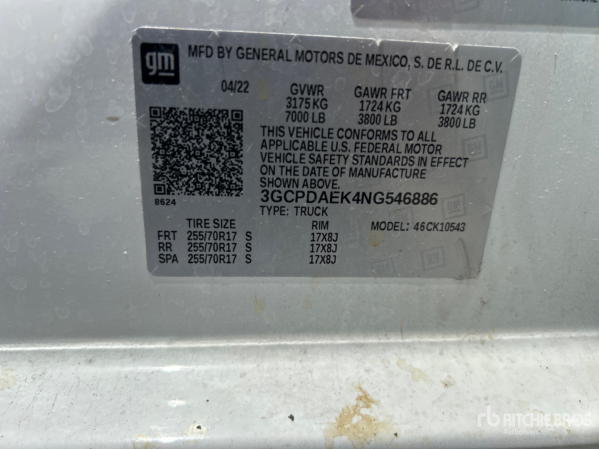 General Appearance with Serial Number / VIN