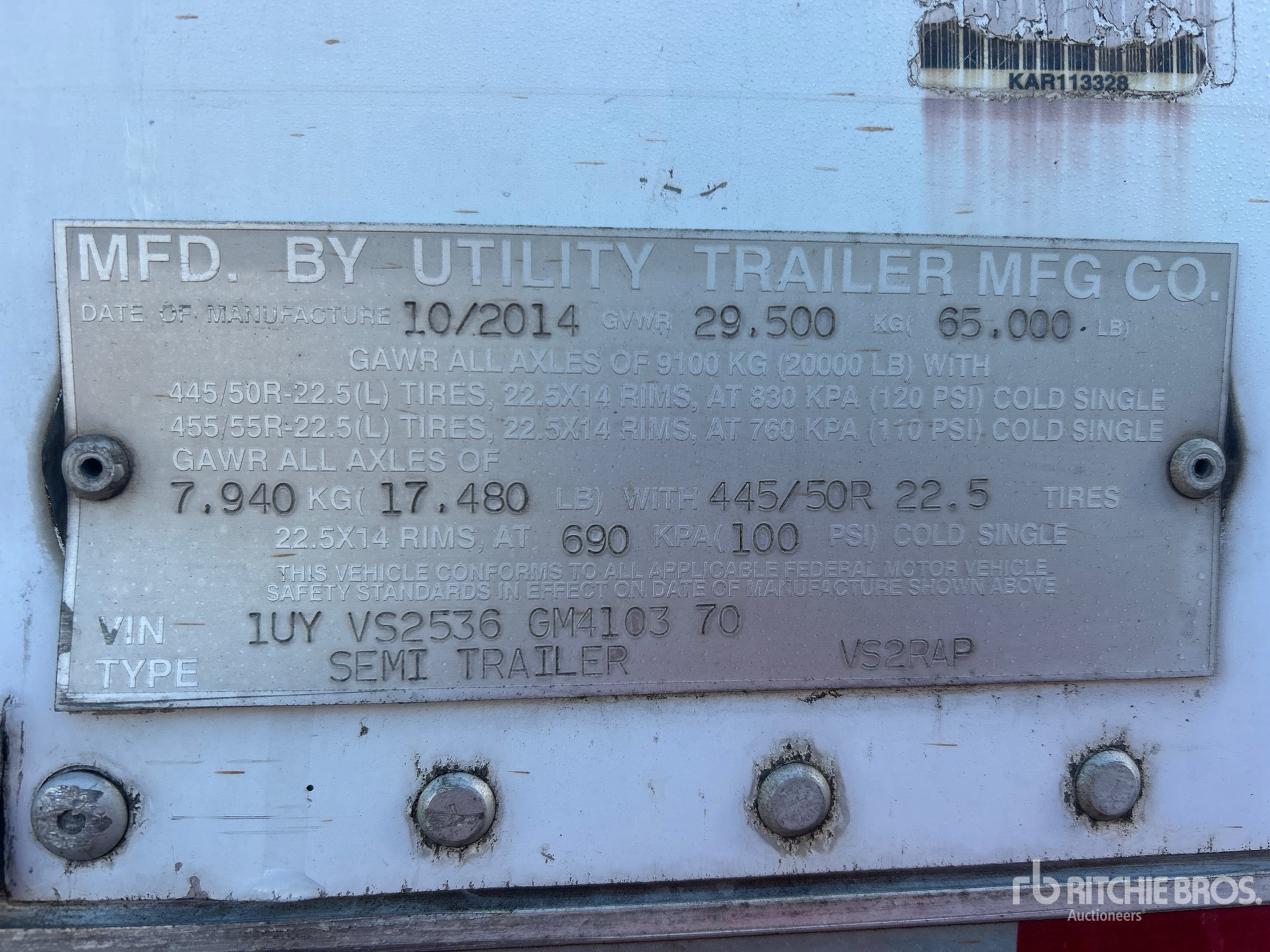 General Appearance with Serial Number / VIN