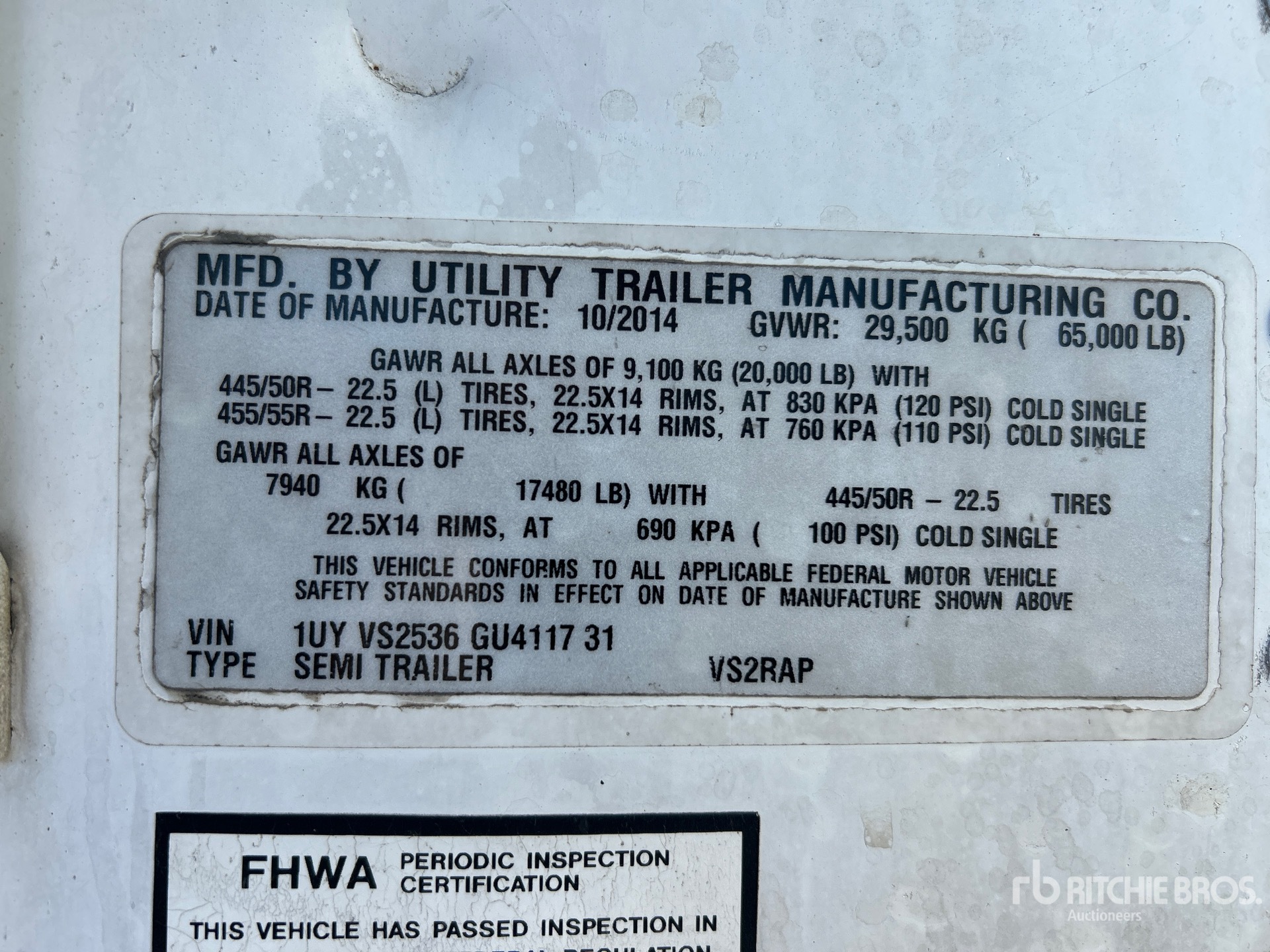 General Appearance with Serial Number / VIN