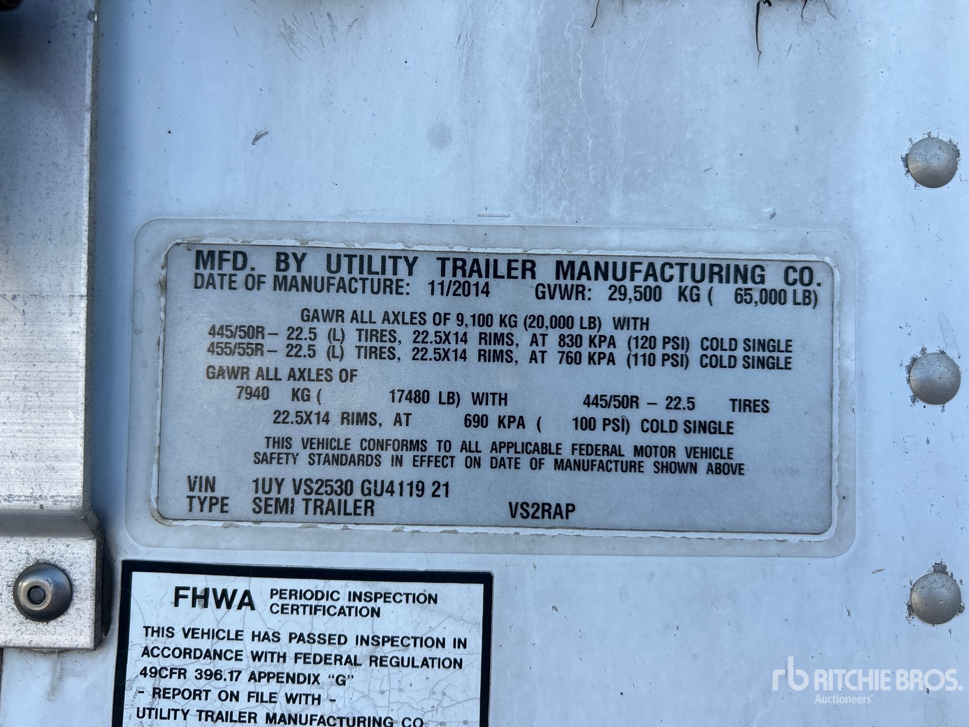 General Appearance with Serial Number / VIN