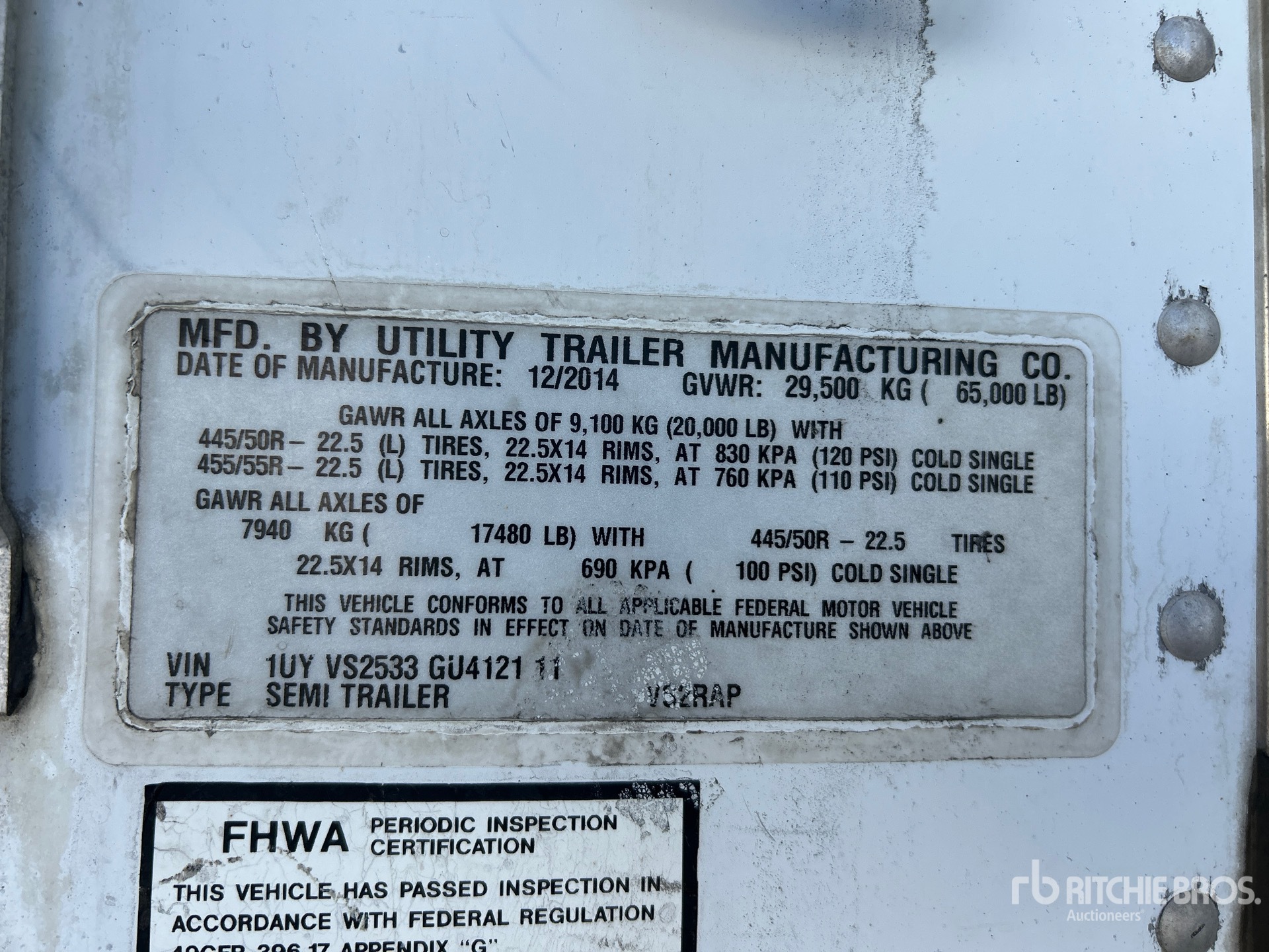 General Appearance with Serial Number / VIN