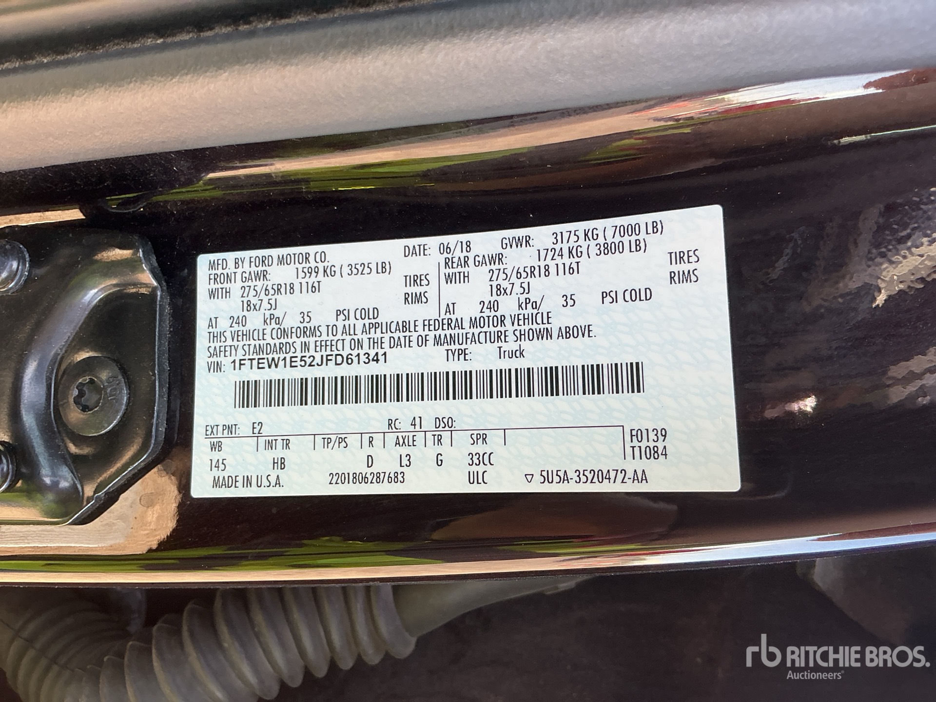 General Appearance with Serial Number / VIN