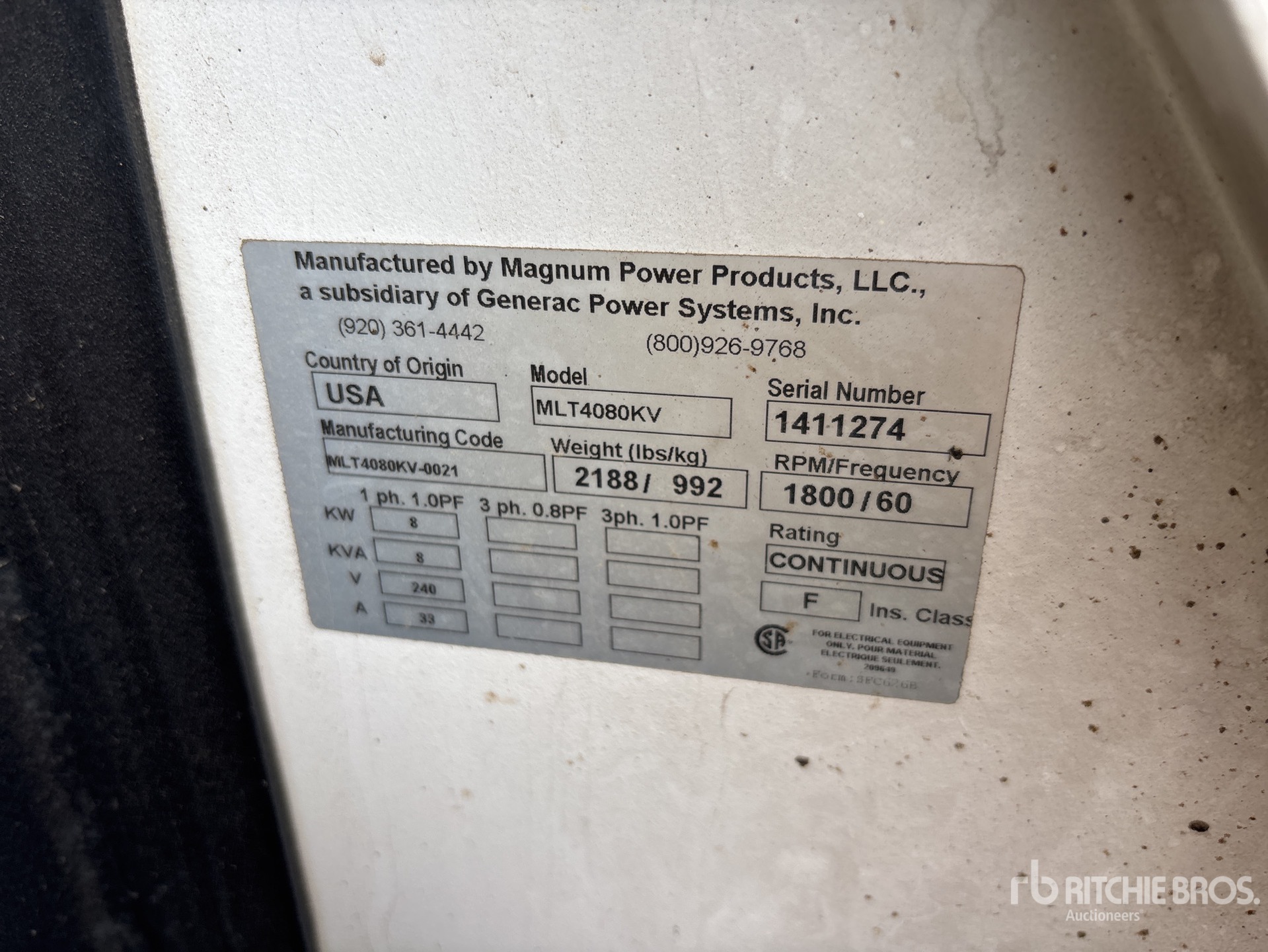 General Appearance with Serial Number / VIN