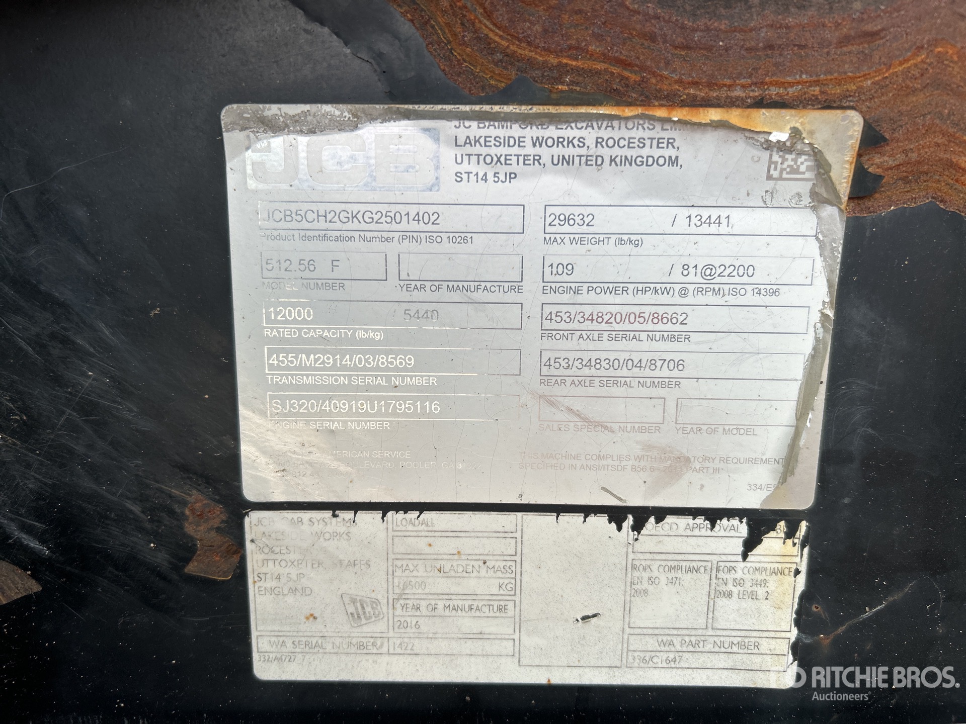 General Appearance with Serial Number / VIN